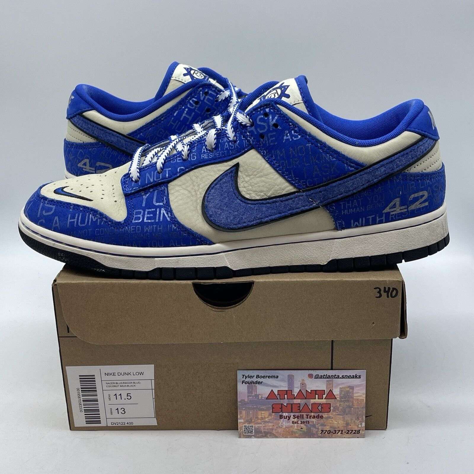Size 11.5 - Nike Dunk Low Jackie Robinson Blue Grey Suede Leather (DV2122-400)