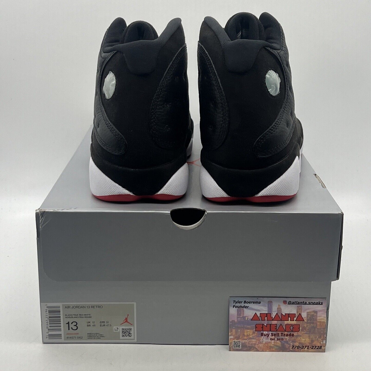 Size 13 - Jordan 13 Retro Mid Playoff Black White Red Leather (414571-062)