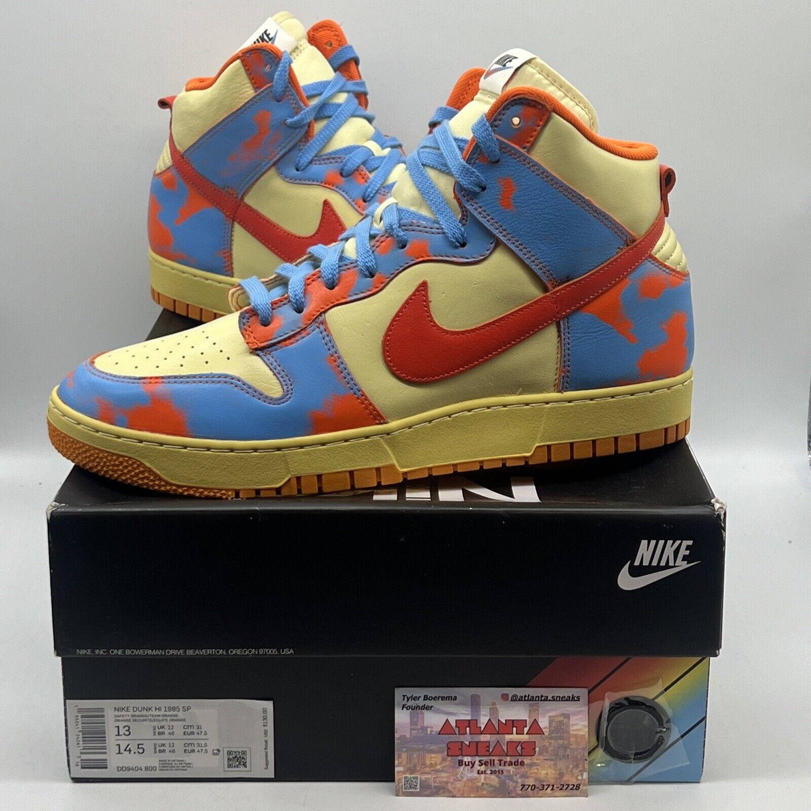 Size 13 - Nike Dunk High 1985 SP Orange Acid Wash 2022 Brand New Og All