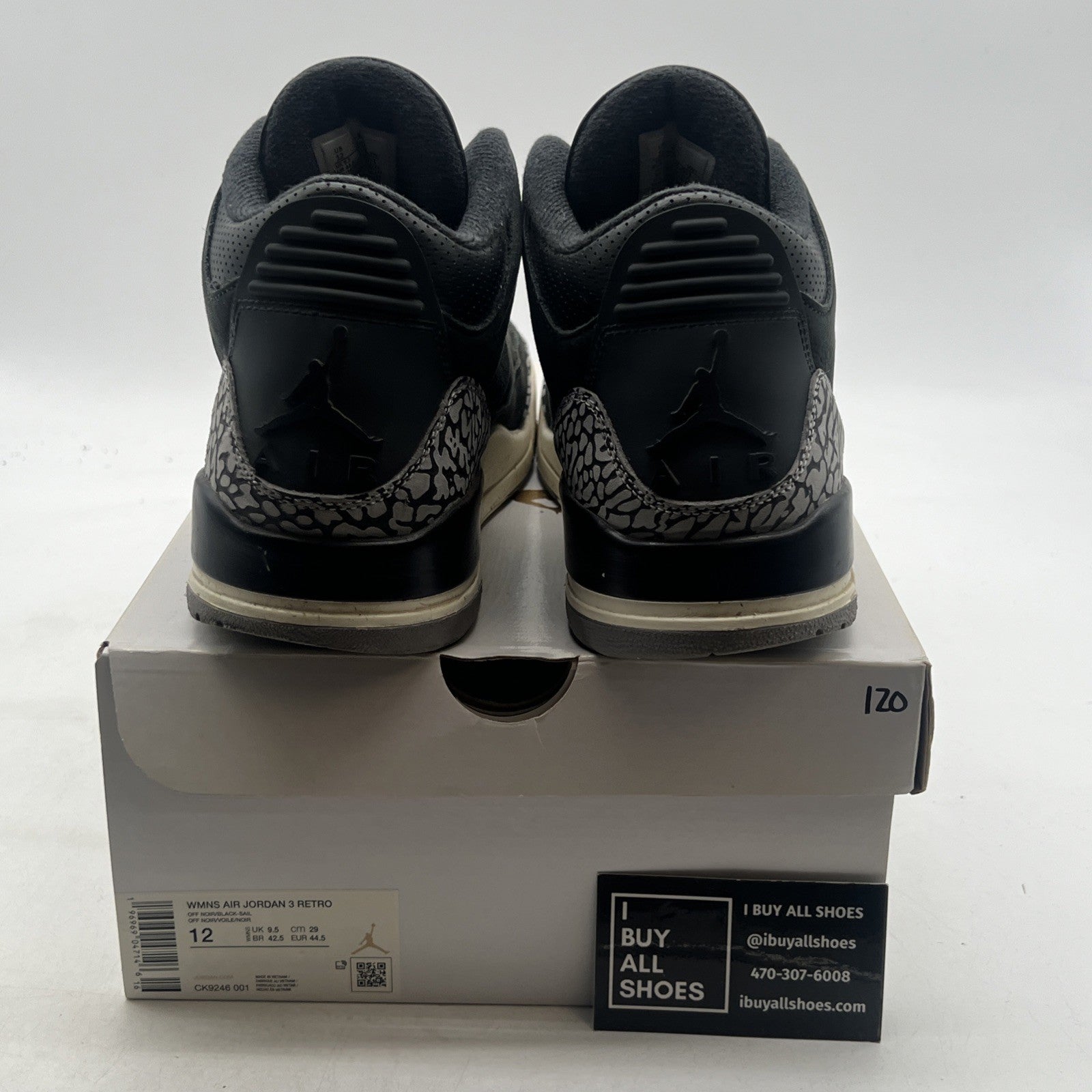 Size 12W - Air Jordan 3 Retro- Off Noir/Black-Sail (CK9246-001)