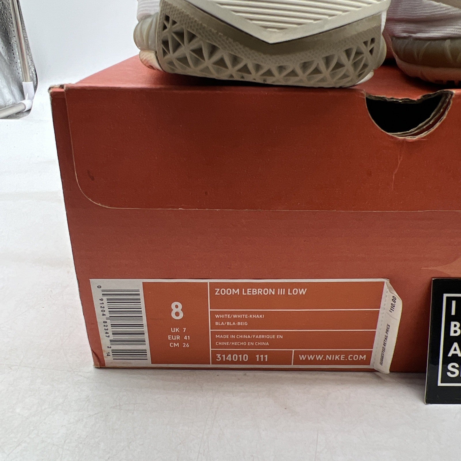 Size 8 - Nike Zoom LeBron 3 Low White (314010-111)