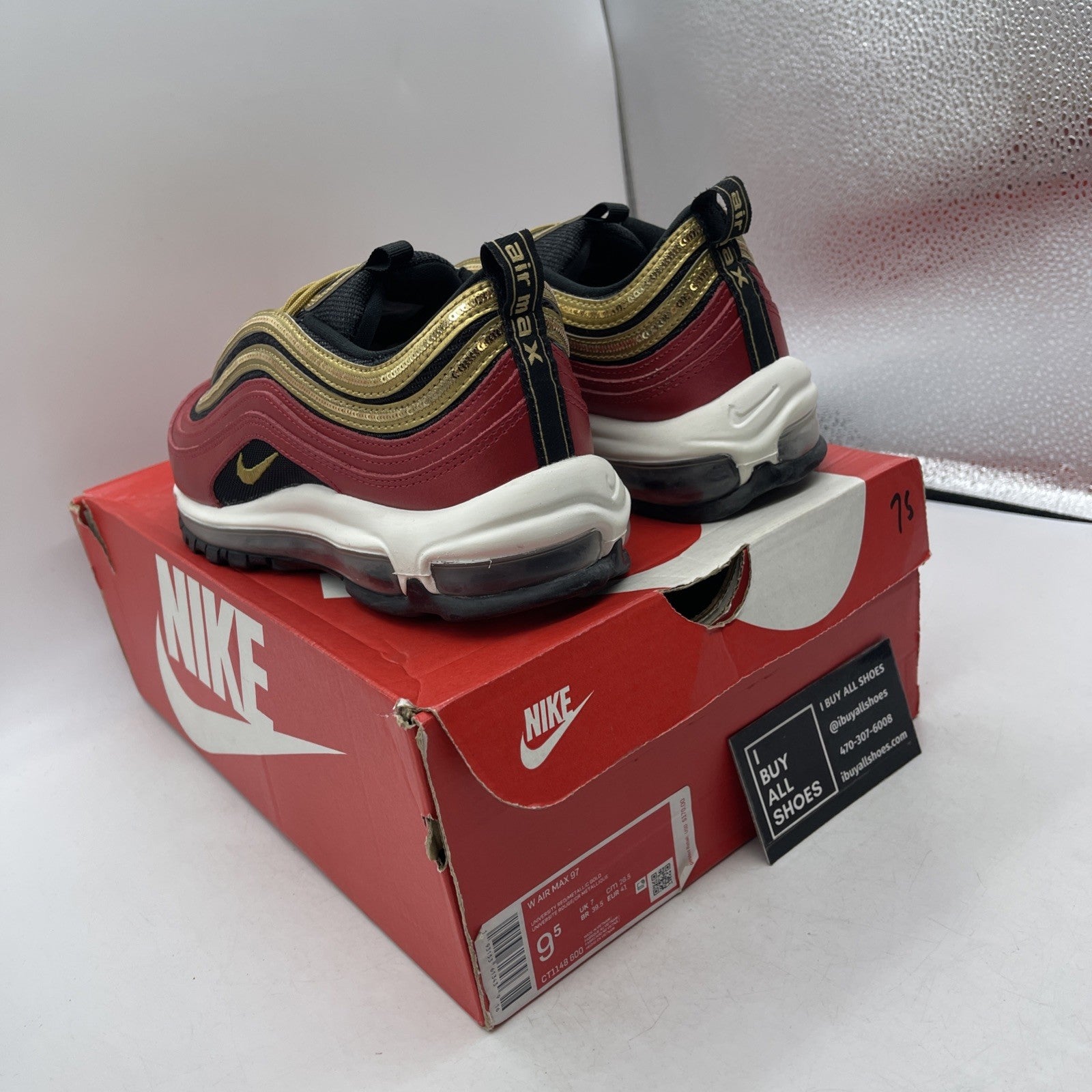 Size 9.5W - Nike Air Max 97 Gold Sequin  (CT1148-600)