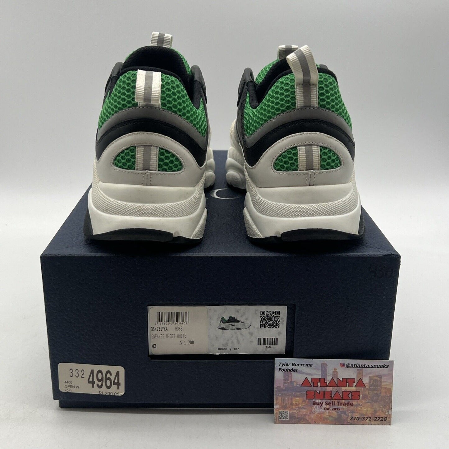 Size 9 - Dior B22 White Green - Black Grey Leather (3SN231YKA-H066)