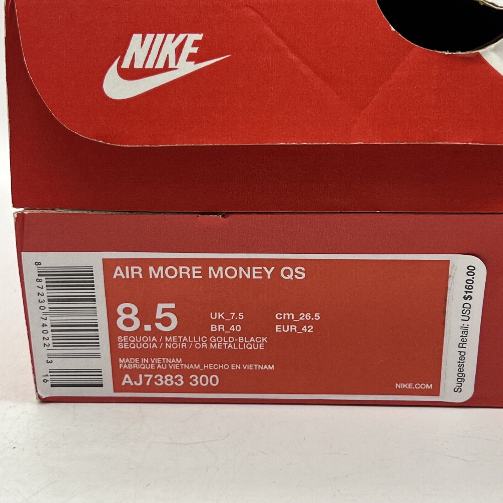 Size 8.5 - Nike Air More Money US Dollar (AJ7383-300)