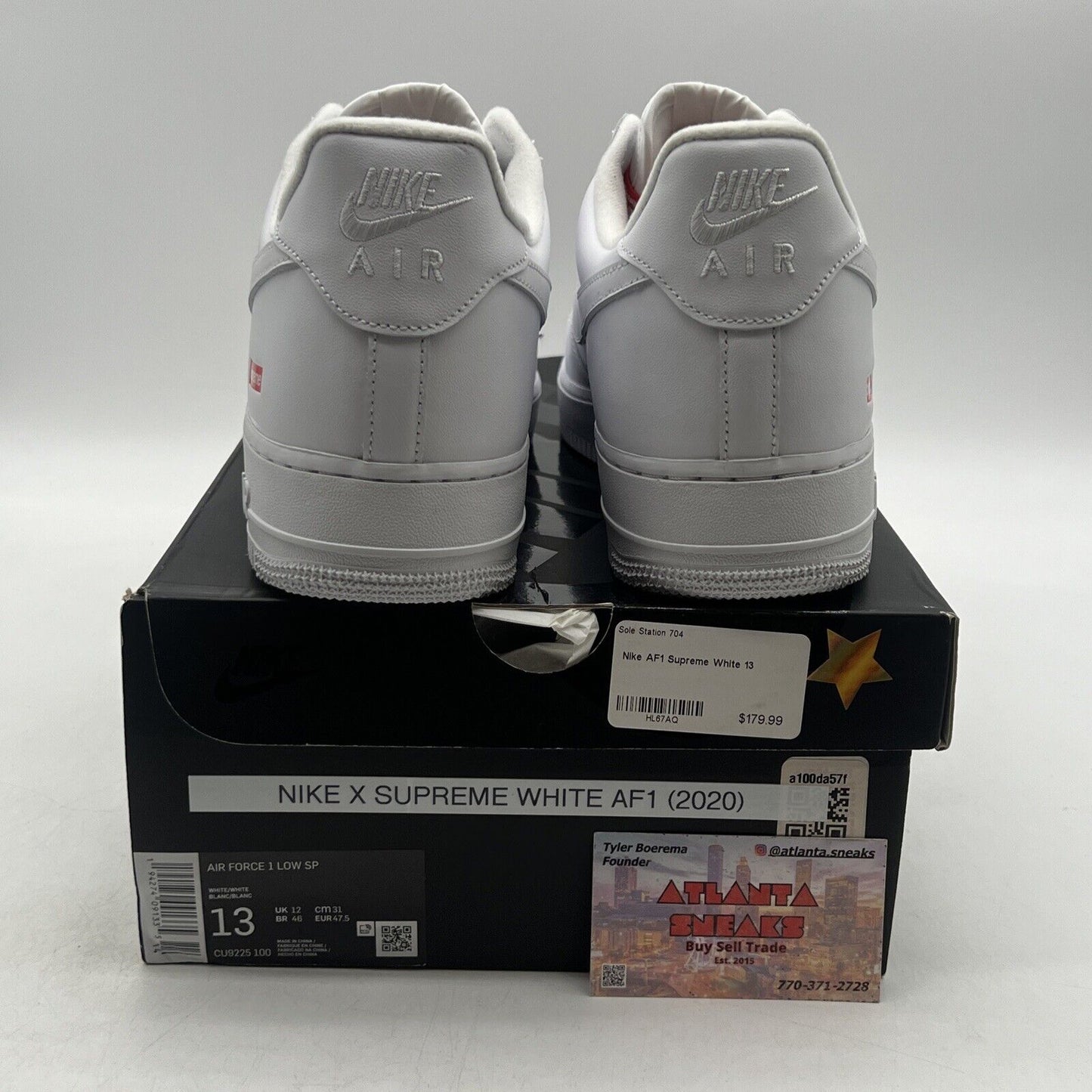 Size 13 - Nike Air Force 1 x Supreme Low Box Logo - White (CU9225-100)