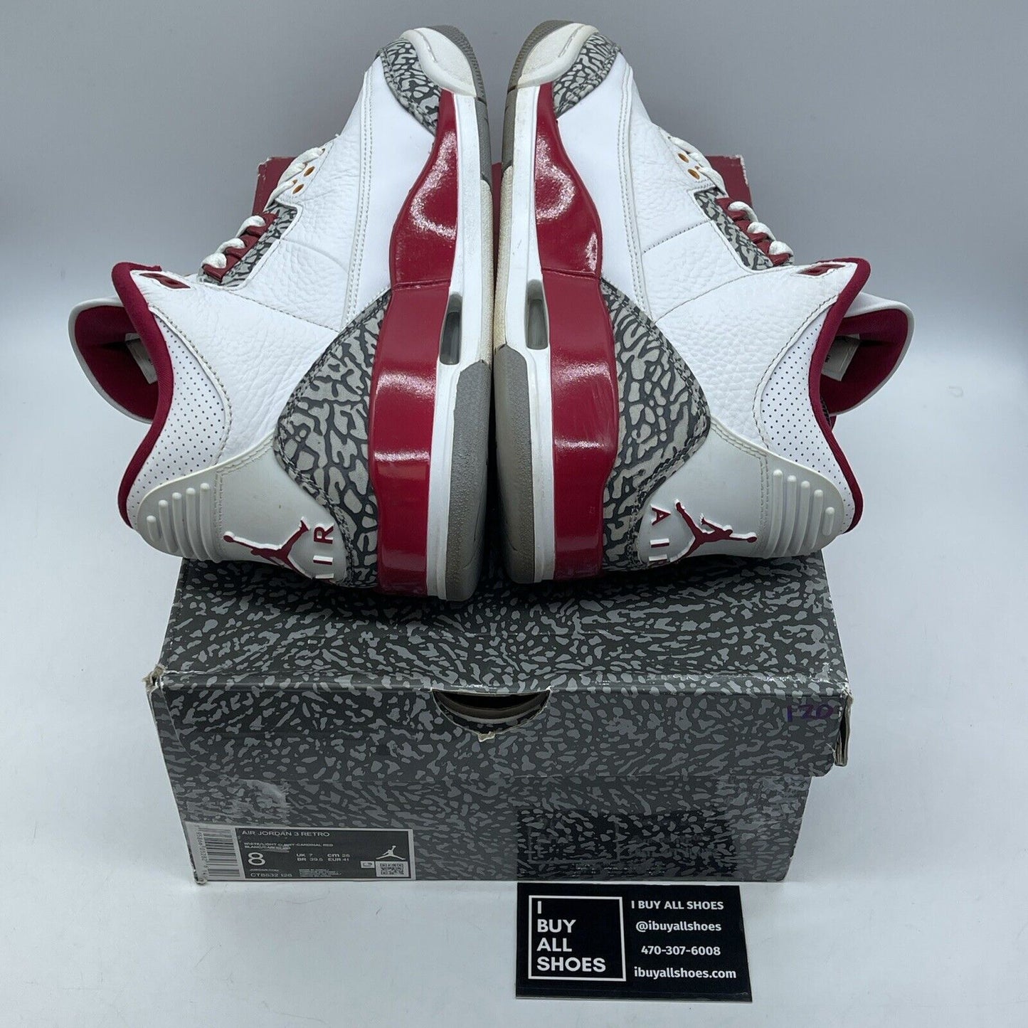 Size 8 - Jordan 3 Retro Mid Cardinal Red White Suede Leather (CT8532-126)