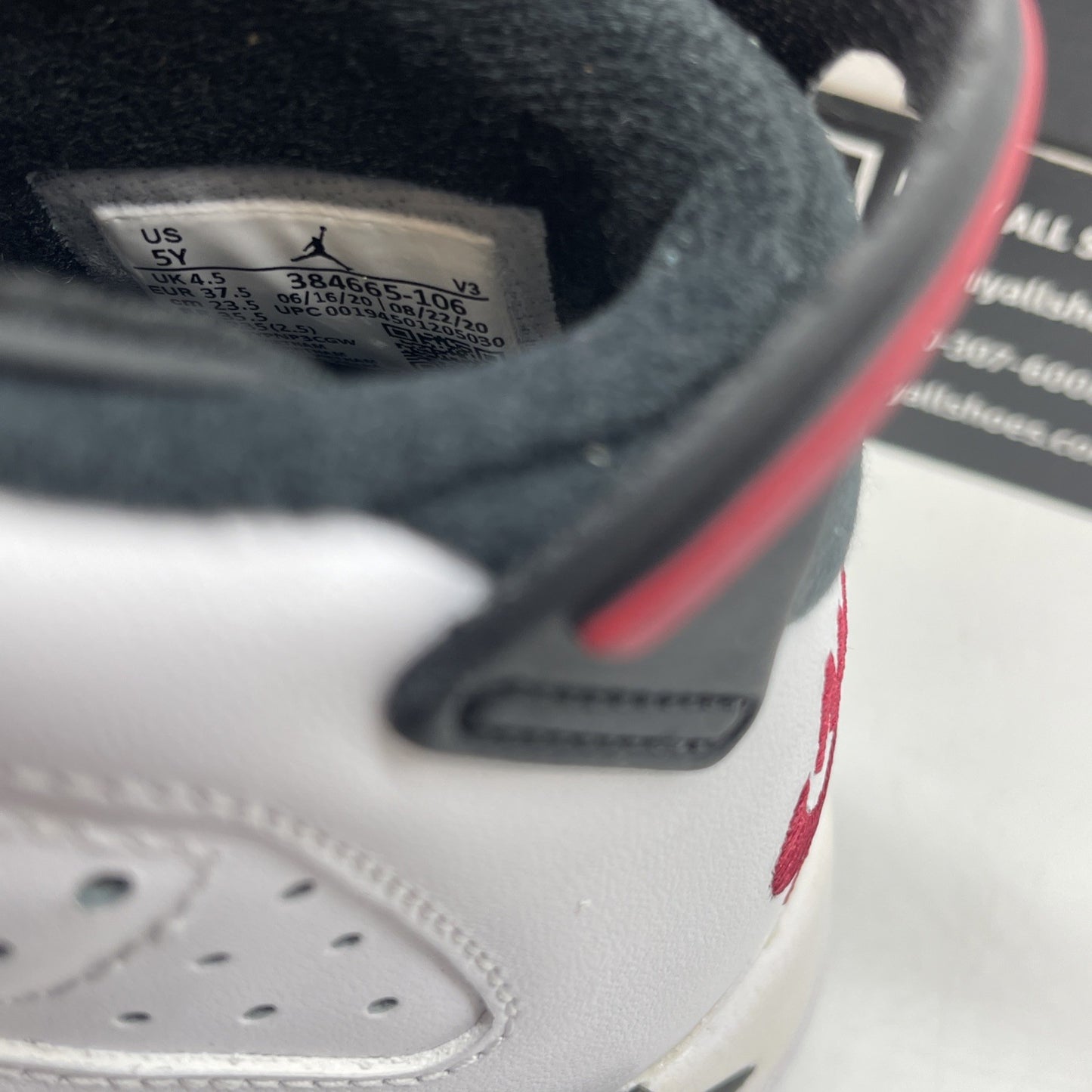 Size 5Y (GS) - Jordan 6 Retro 2021 Mid Carmine Red White Suede (384665-106)