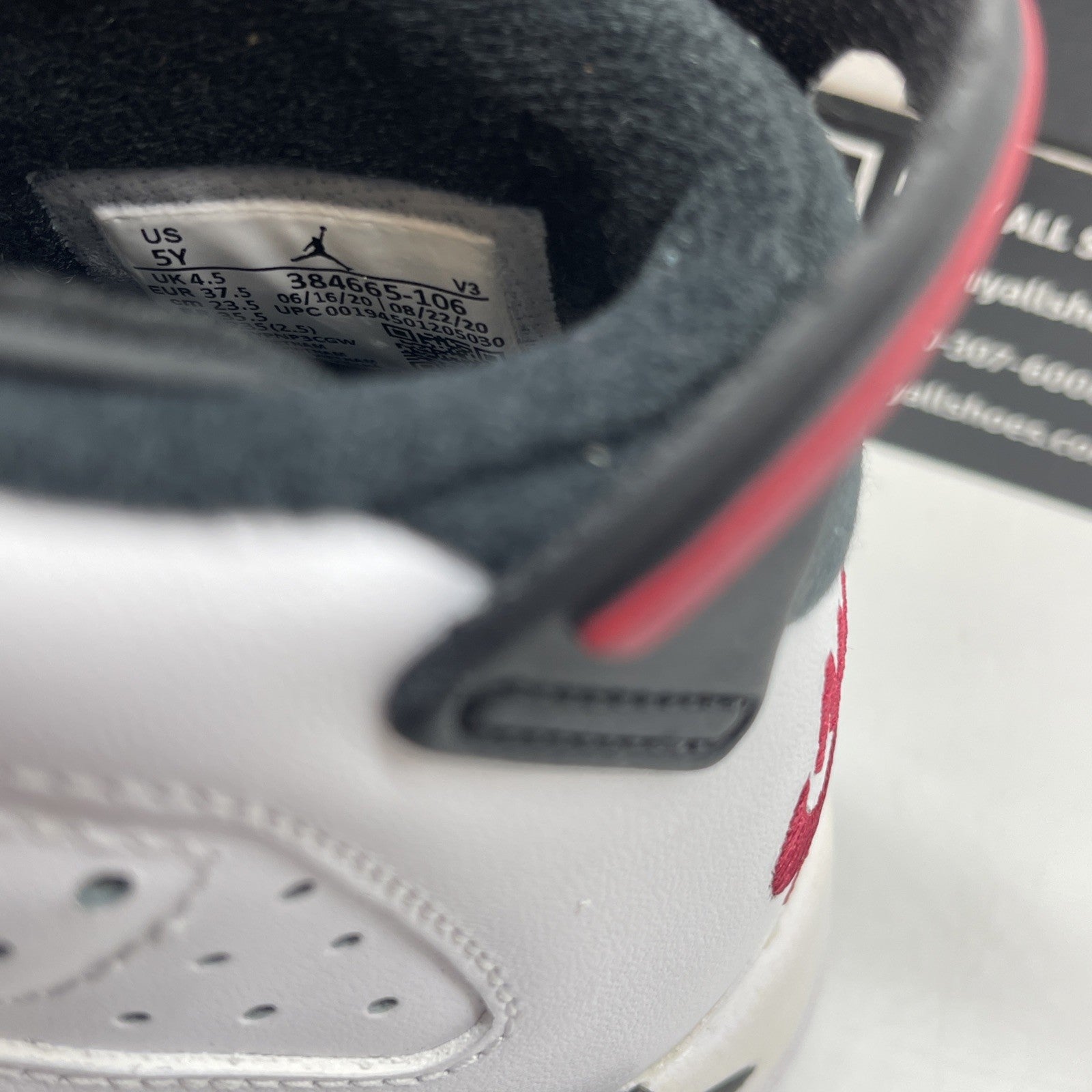 Size 5Y (GS) - Jordan 6 Retro 2021 Mid Carmine Red White Suede (384665-106)