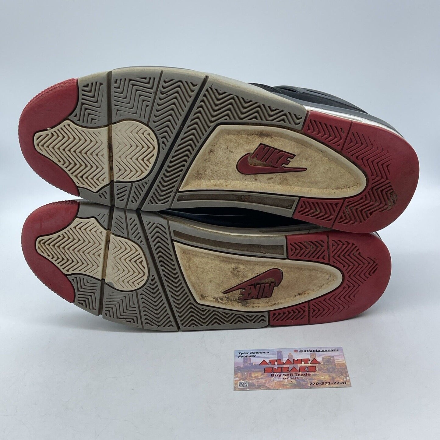 Size 12 - Jordan 4 Retro OG Mid Bred 2019 Black Grey Red Suede (308497-060)