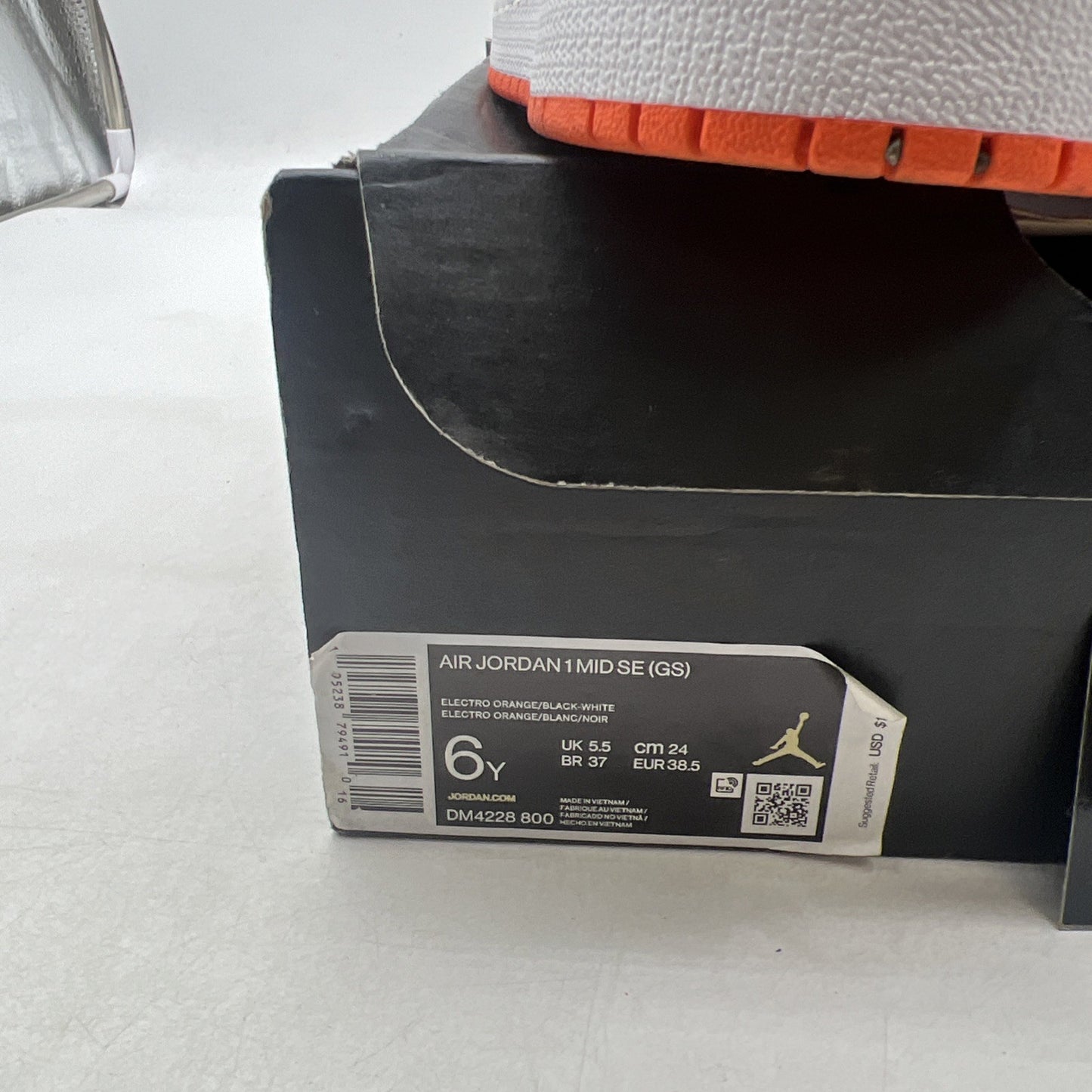 Size 6Y - Air Jordan 1 SE High Electro Orange (DM4228-800)
