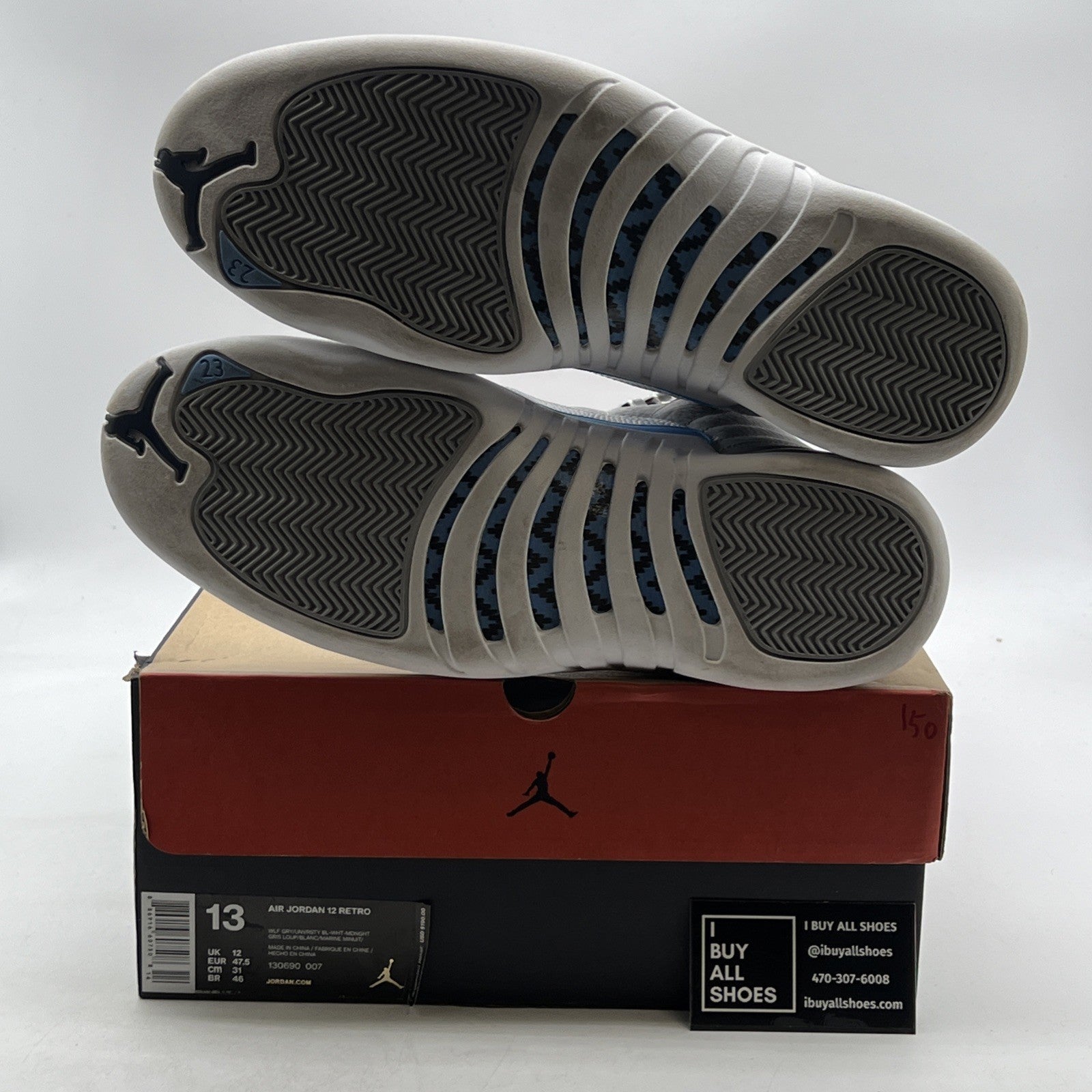 Size 13 - Air Jordan 12 Retro Grey University Blue (130690-007)