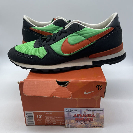Size 10.5 - Nike Vector Green Black Orange Suede Leather  (310767-381)