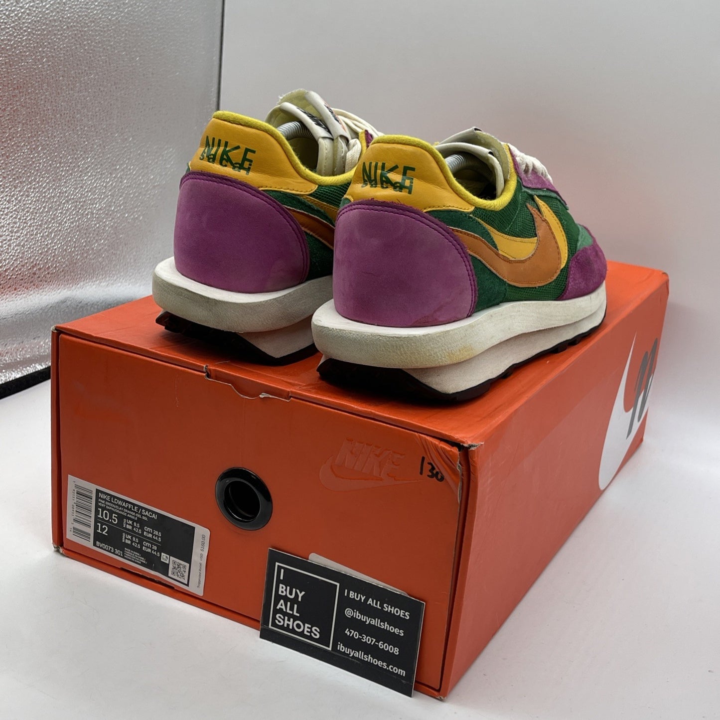 Size 10.5 - Nike sacai x LDWaffle Pine Green Purple Suede Leather (BV0073-301)