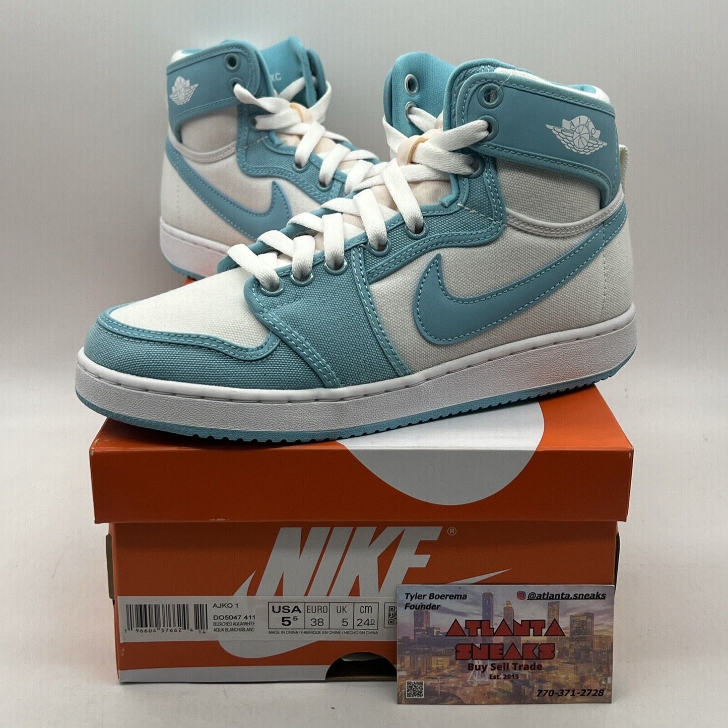 Size 5.5 - Air Jordan 1 KO Bleached Aqua White (DO5047-411)