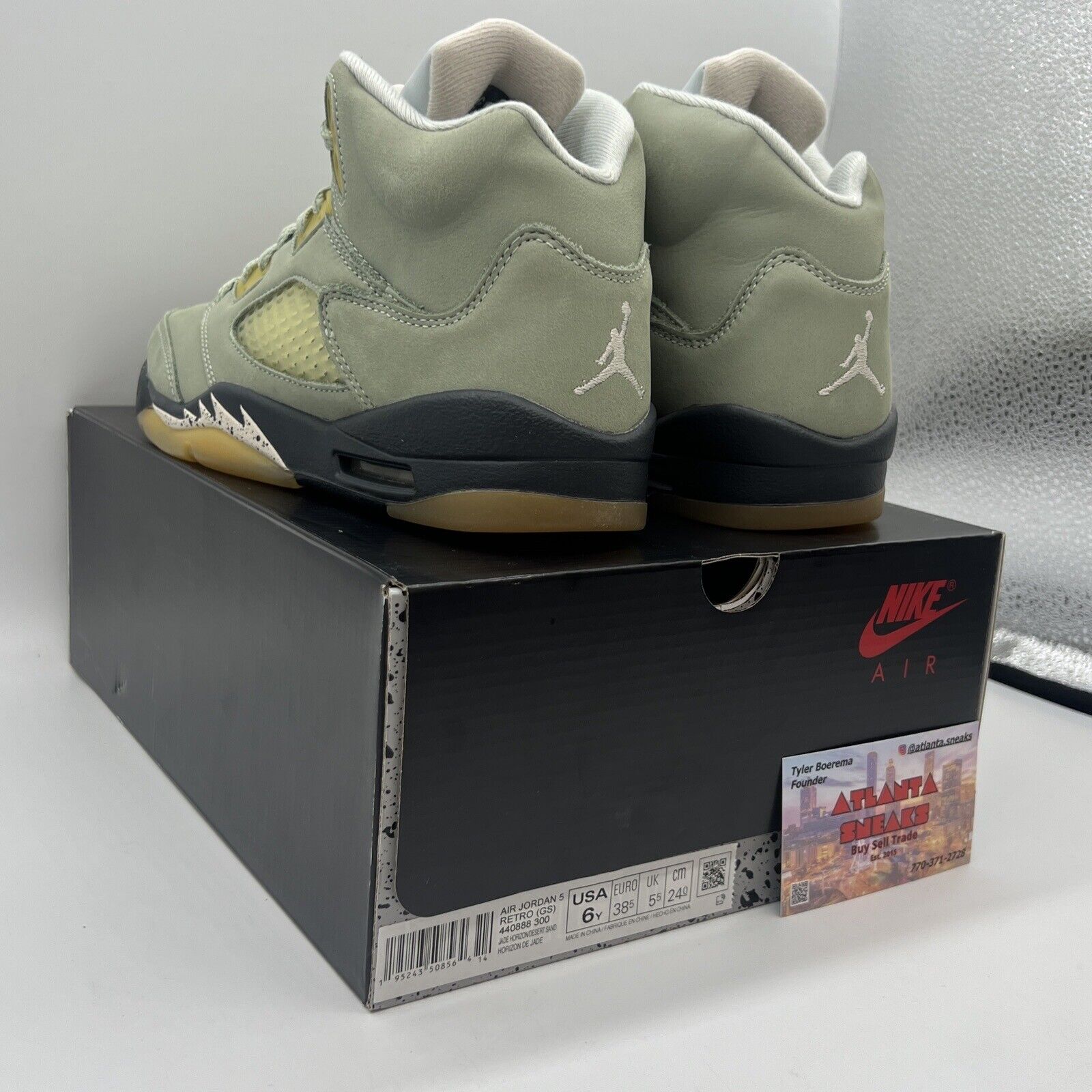 Big Kid's Jordan 5 Retro "Jade Horizon" Jade Horizon/Desert Sand (440888 300)