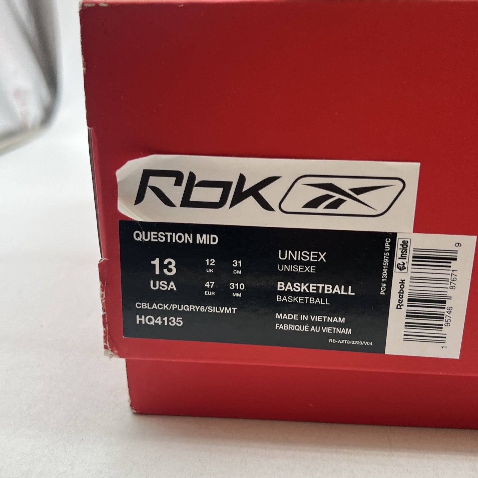 Size 13 - Reebok Panini x Question Mid Black Pulsar Prizm (HQ4135)