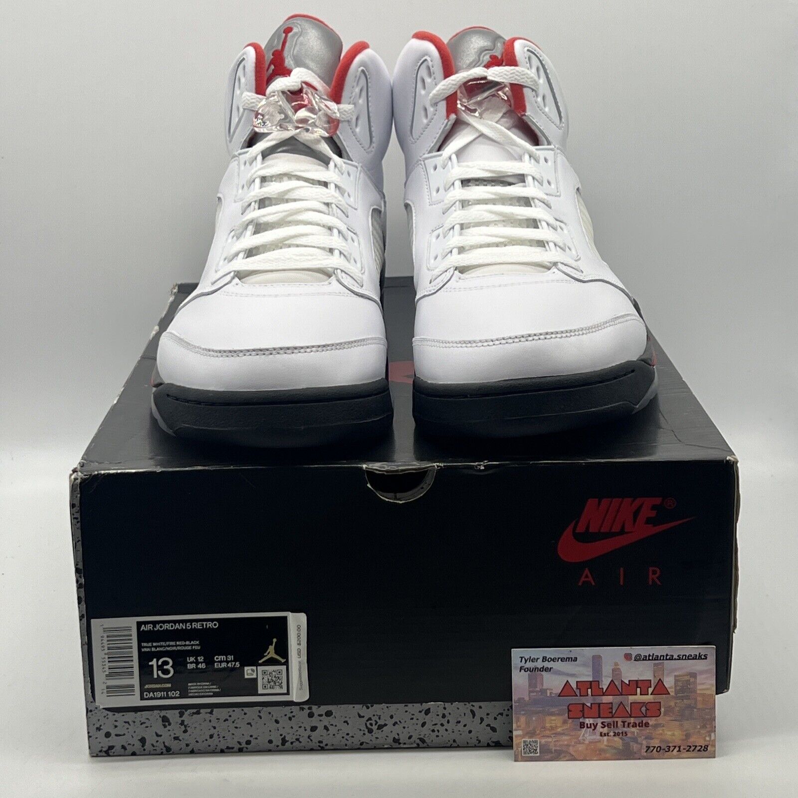 Size 13 - Jordan 5 Retro Mid Fire Red White Black Leather Icey (DA1911-102)