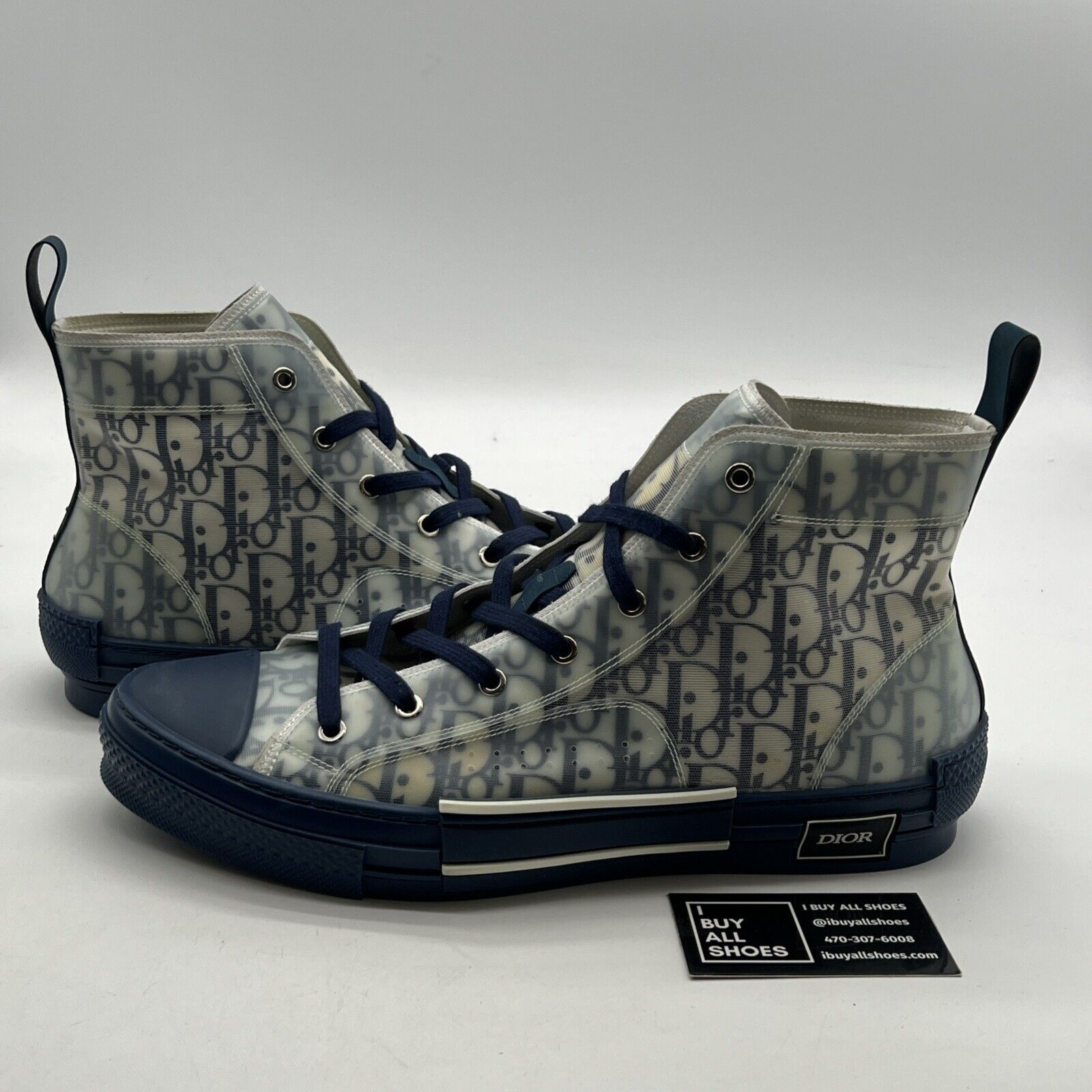 Size 14 - Dior B23 High Dior Oblique Navy Blue White