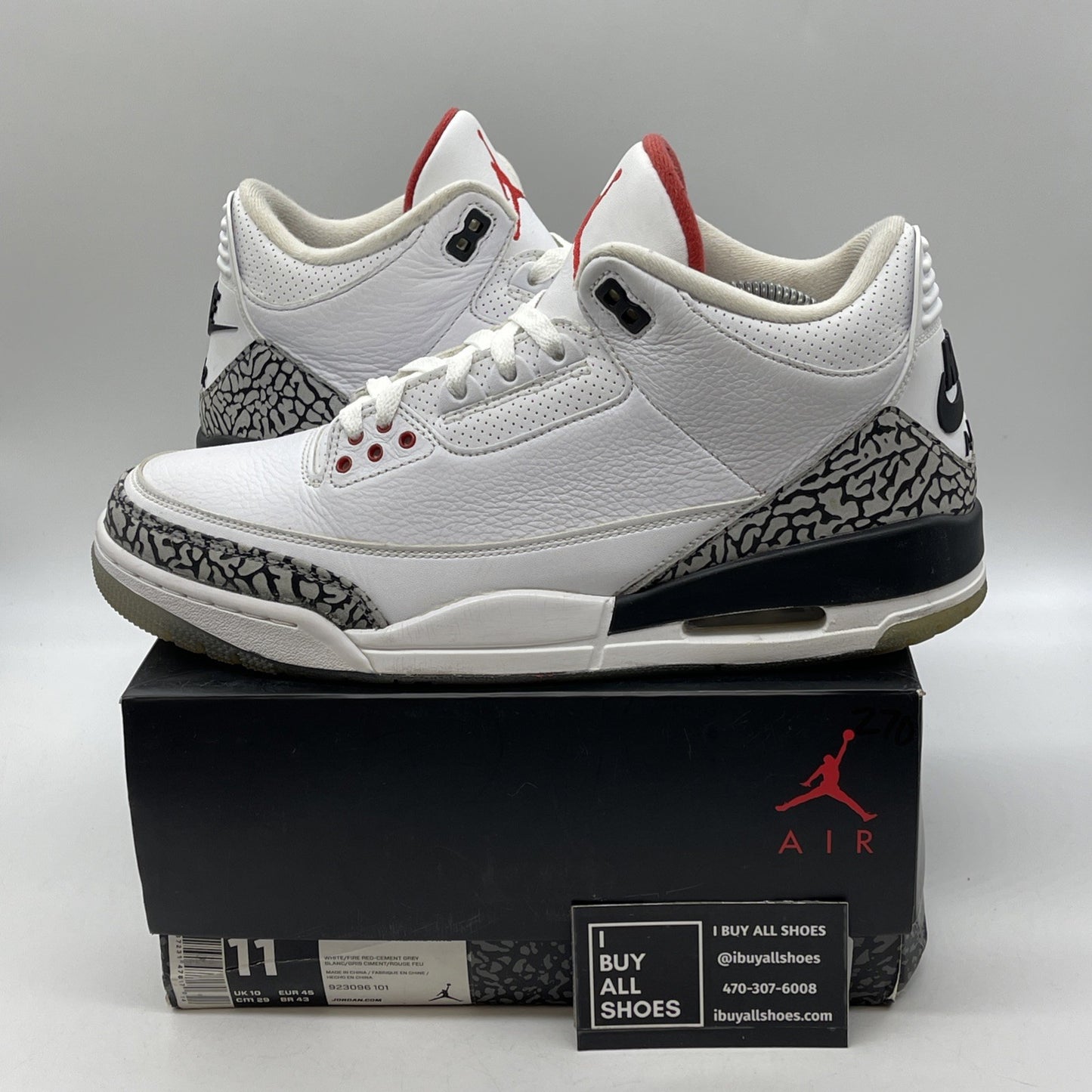 Size 11 - Air Jordan 3 Retro NRG Free Throw Line White Grey (923096-101)