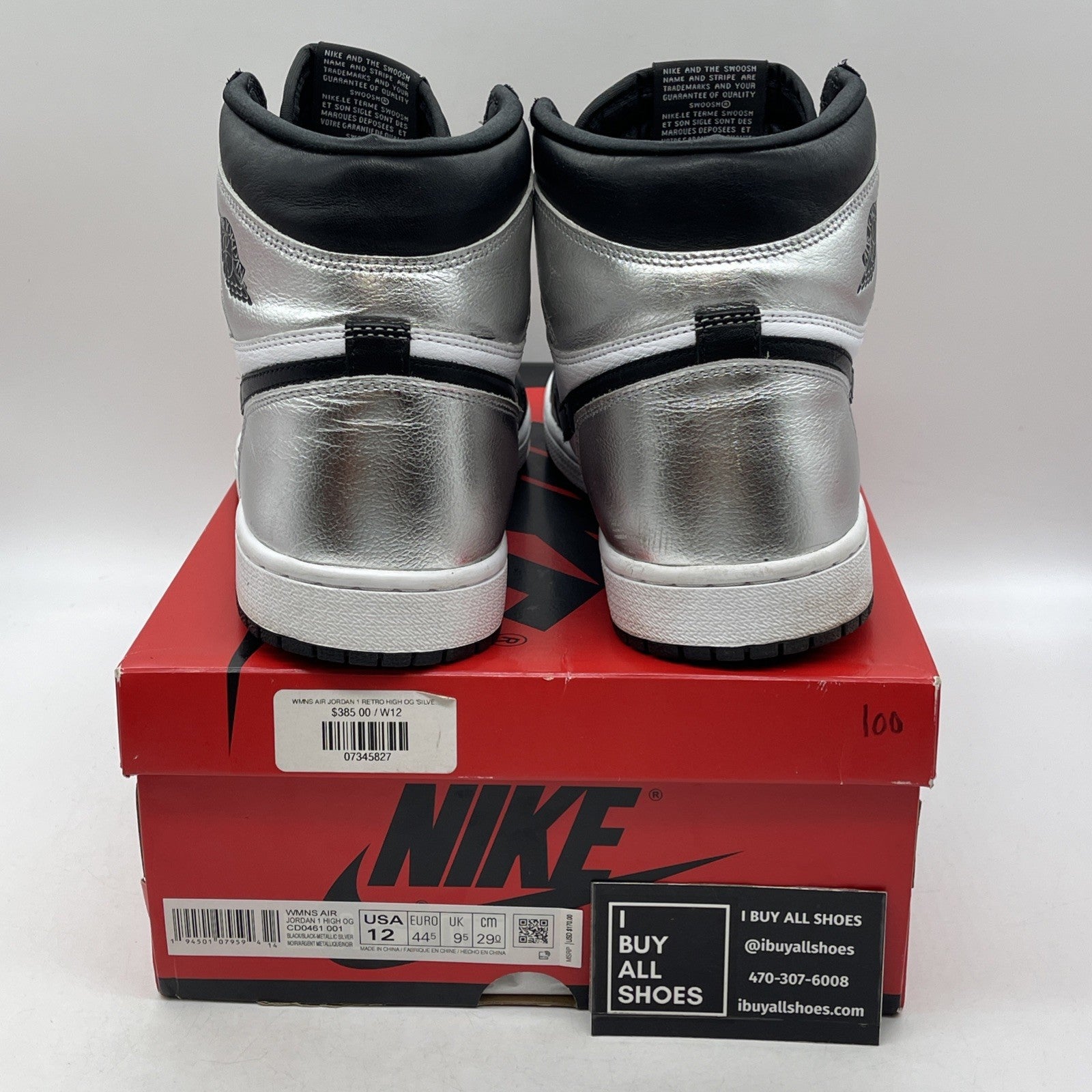 Size 12 - Air Jordan 1 High OG Metallic Silver (CD0461-001)
