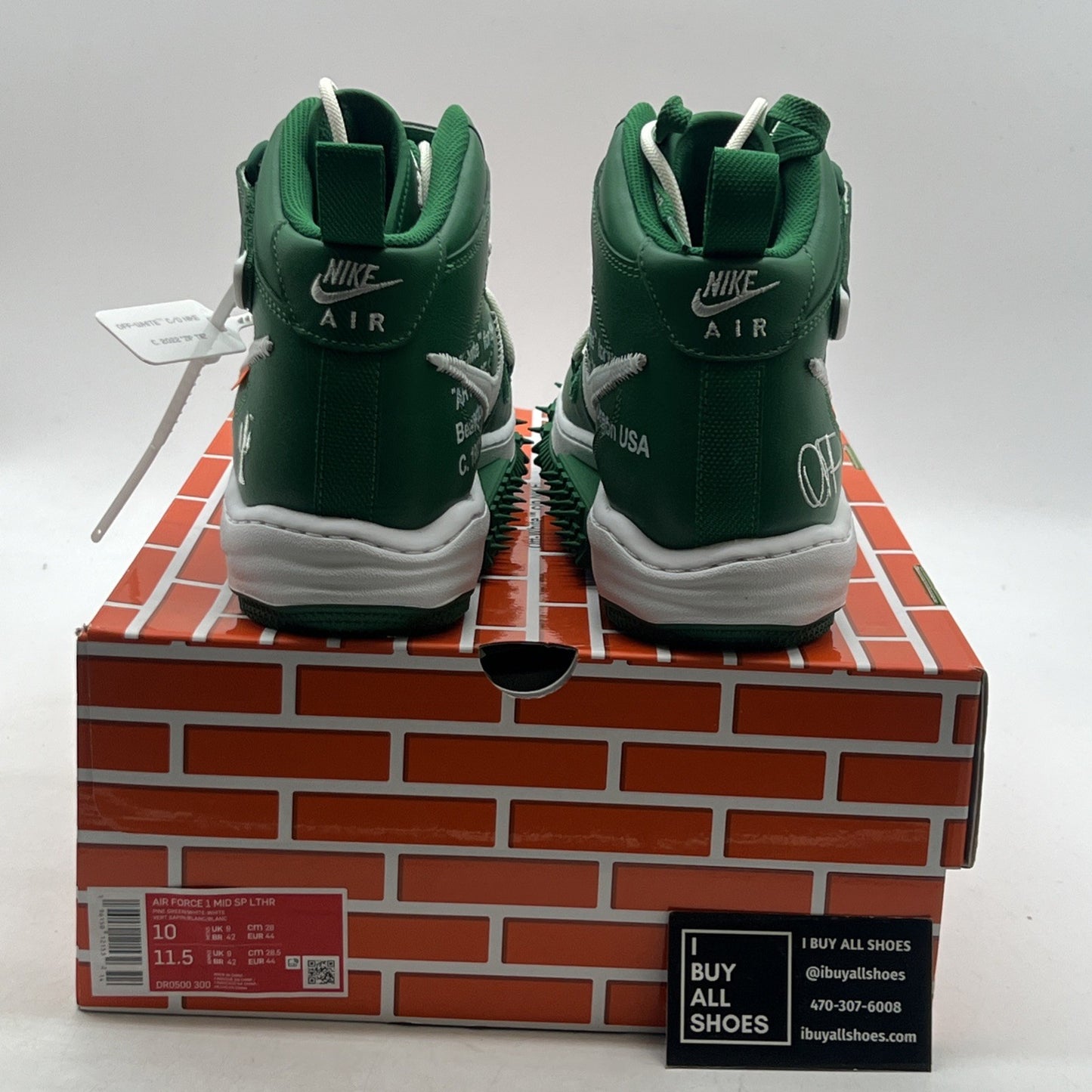 Size 10 - Off-White x Nike Air Force 1 SP Leather Mid Pine Green (DR0500-300)