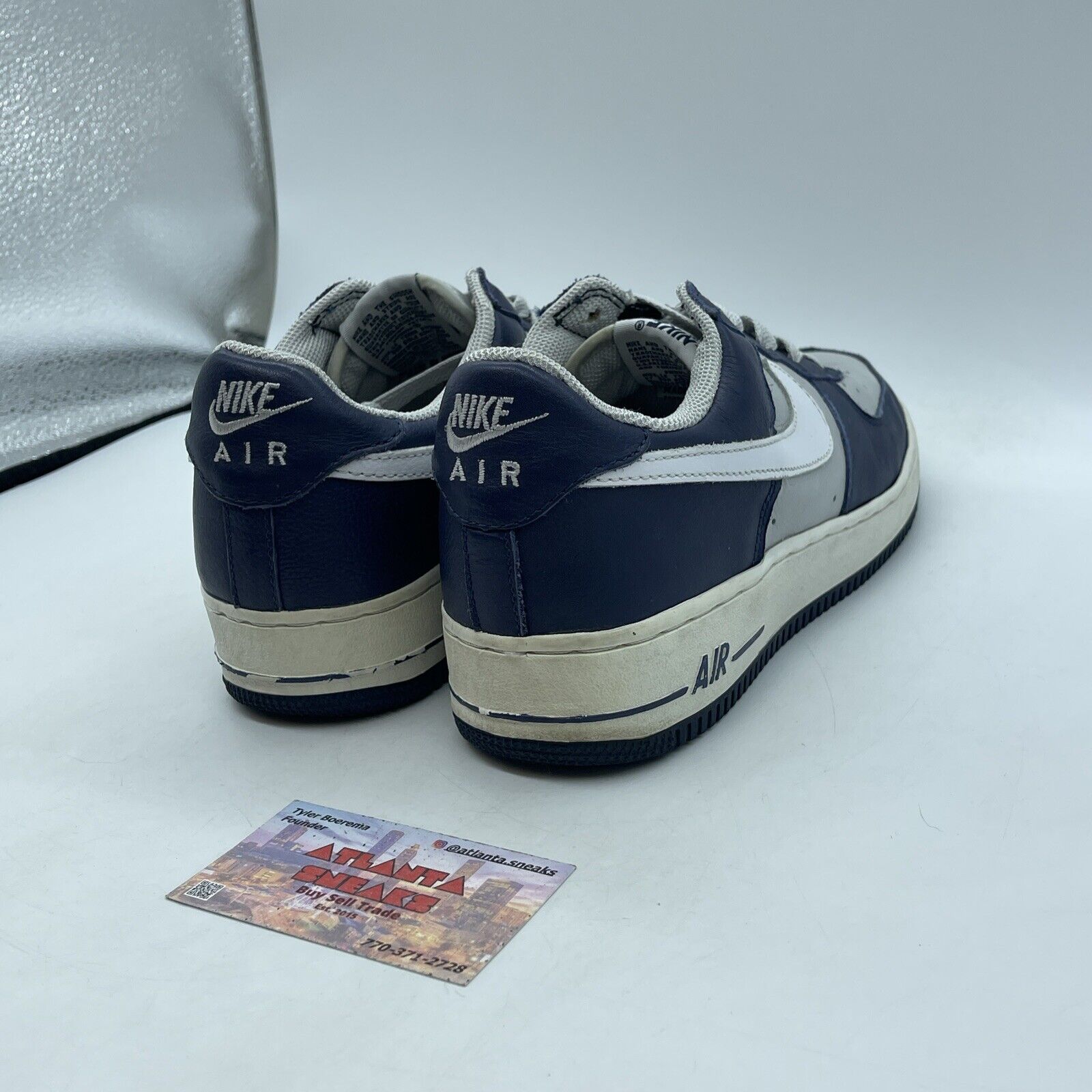 Size 9 - Nike Air Force 1 Blue Grey White Leather (306509-411)