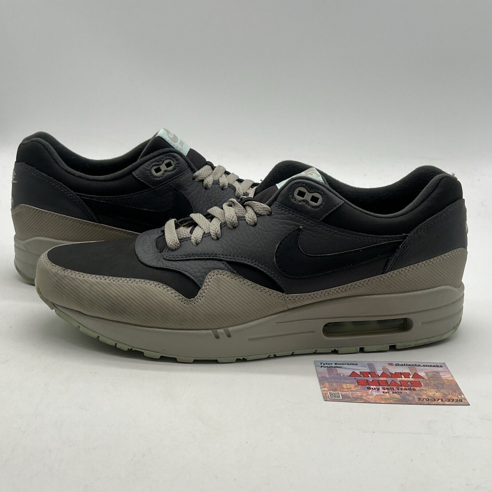 Size 12 - Nike Air Max 1 Leather Dark Ash (655466-201)