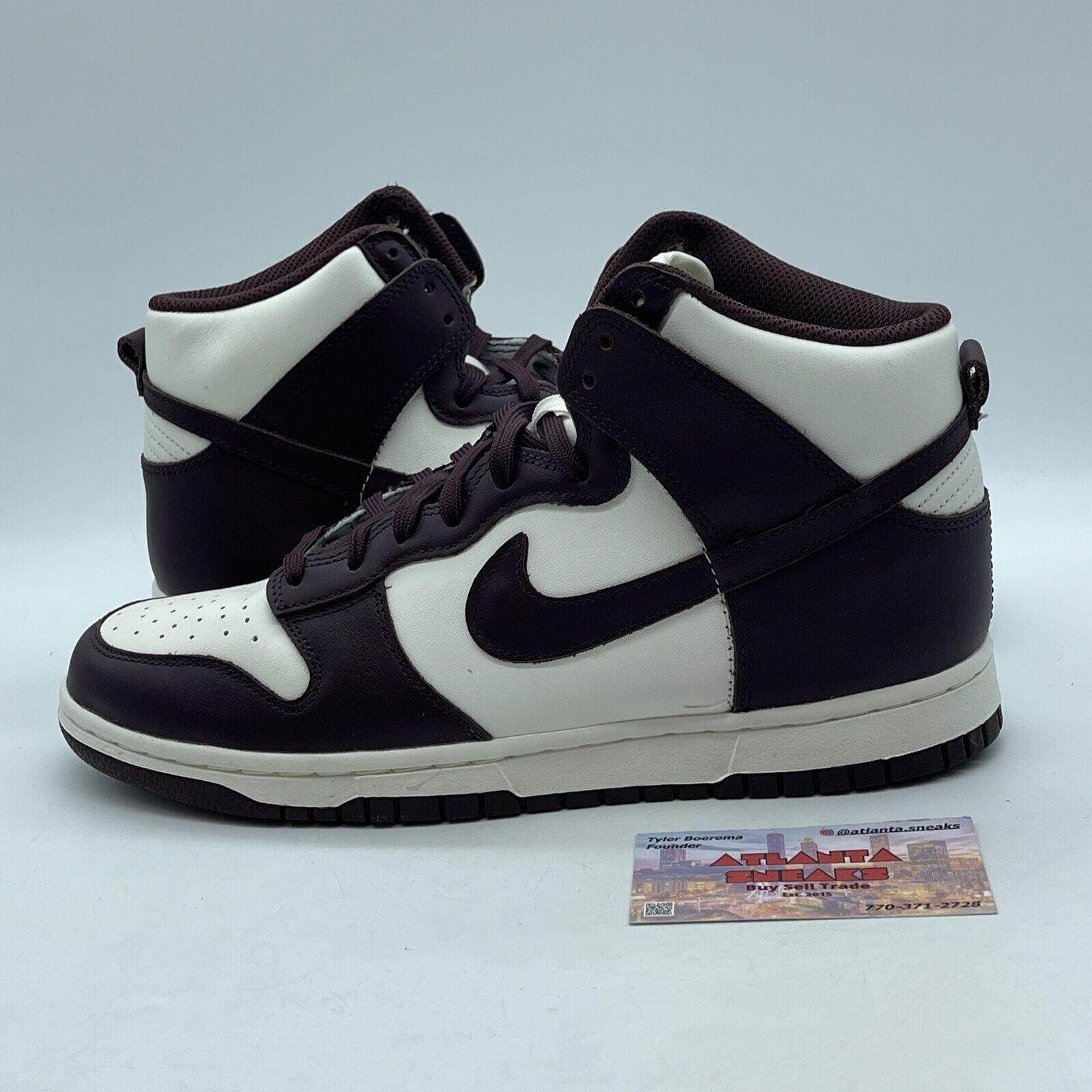 Size 9.5W- Nike Dunk High Burgundy Crush White Leather (DD1869-601)