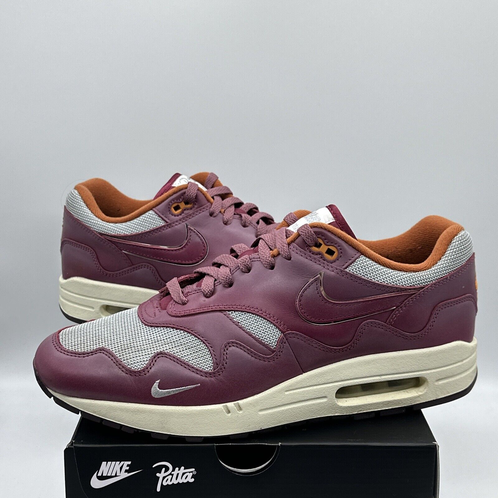 Size 12 - Nike Max 1 Patta Waves Metallic Silver/Rush Maroon