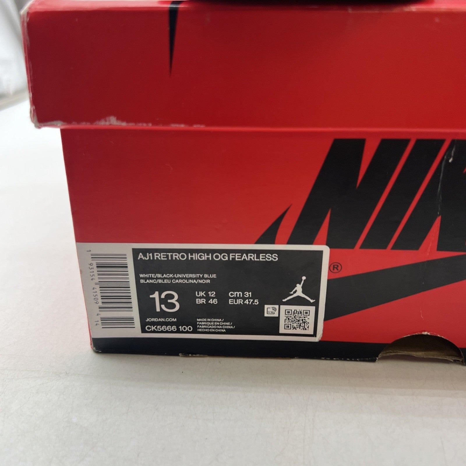 Size 13 - Air Jordan 1 Retro OG High Fearless (CK5666-100)