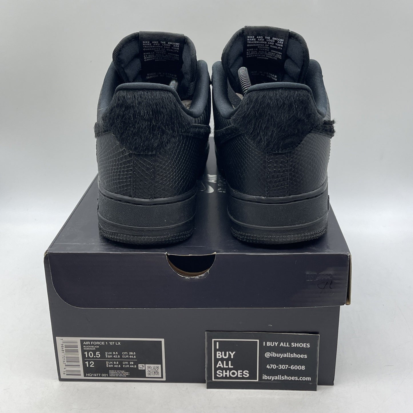Size 10.5 - Nike Air Force 1 07 LX Low Black Pony Hair Snakeskin (HQ1977-001)