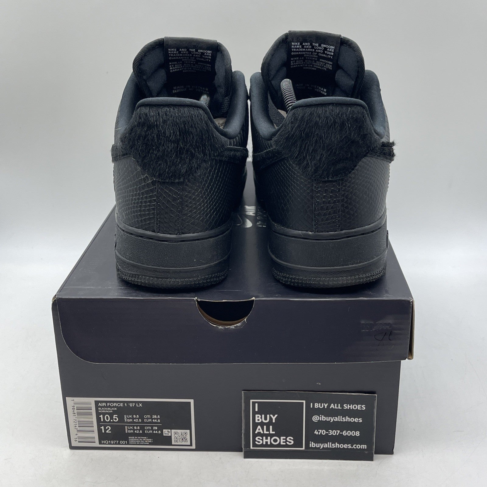 Size 10.5 - Nike Air Force 1 07 LX Low Black Pony Hair Snakeskin (HQ1977-001)