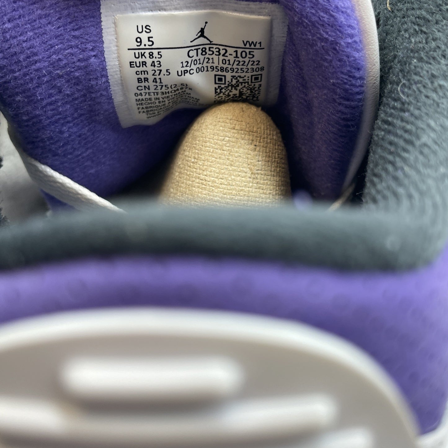 Size 9.5 - Jordan 3 Retro Mid Dark Iris White Purple Grey Suede (CT8532-105)