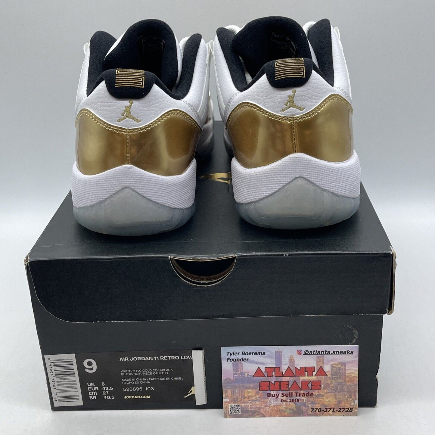 Size 9 - Air Jordan 11 Retro Low Closing Ceremony Gold White Black (528895-103)