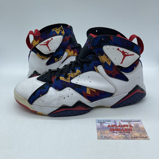 Size 10.5 - Air Jordan 7 Retro Sweater White Purple Yellow (304775-142)