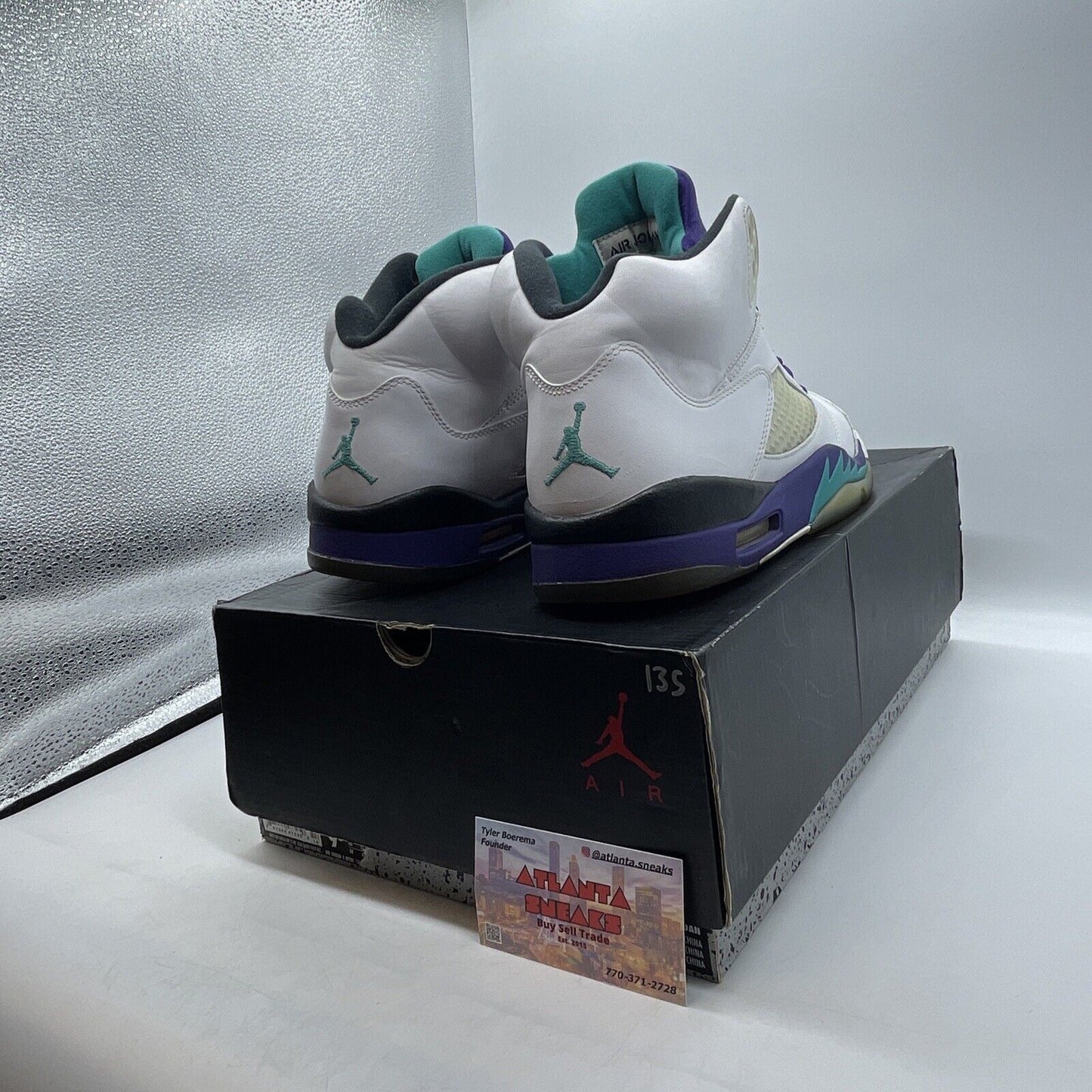 Size 9.5 - Jordan 5 Grape Purple Aqua Black White Leather (136027-108)