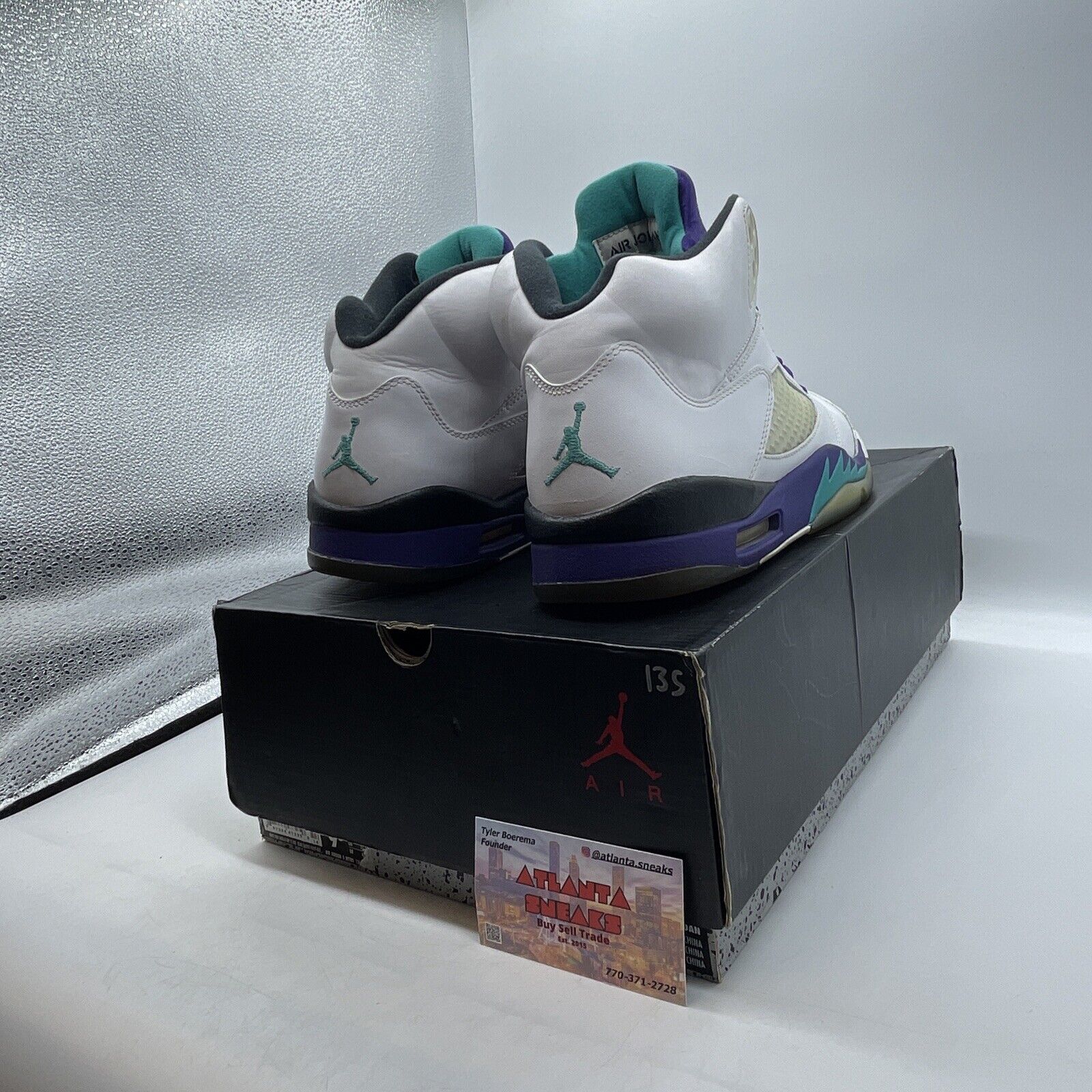 Size 9.5 - Jordan 5 Grape Purple Aqua Black White Leather (136027-108)