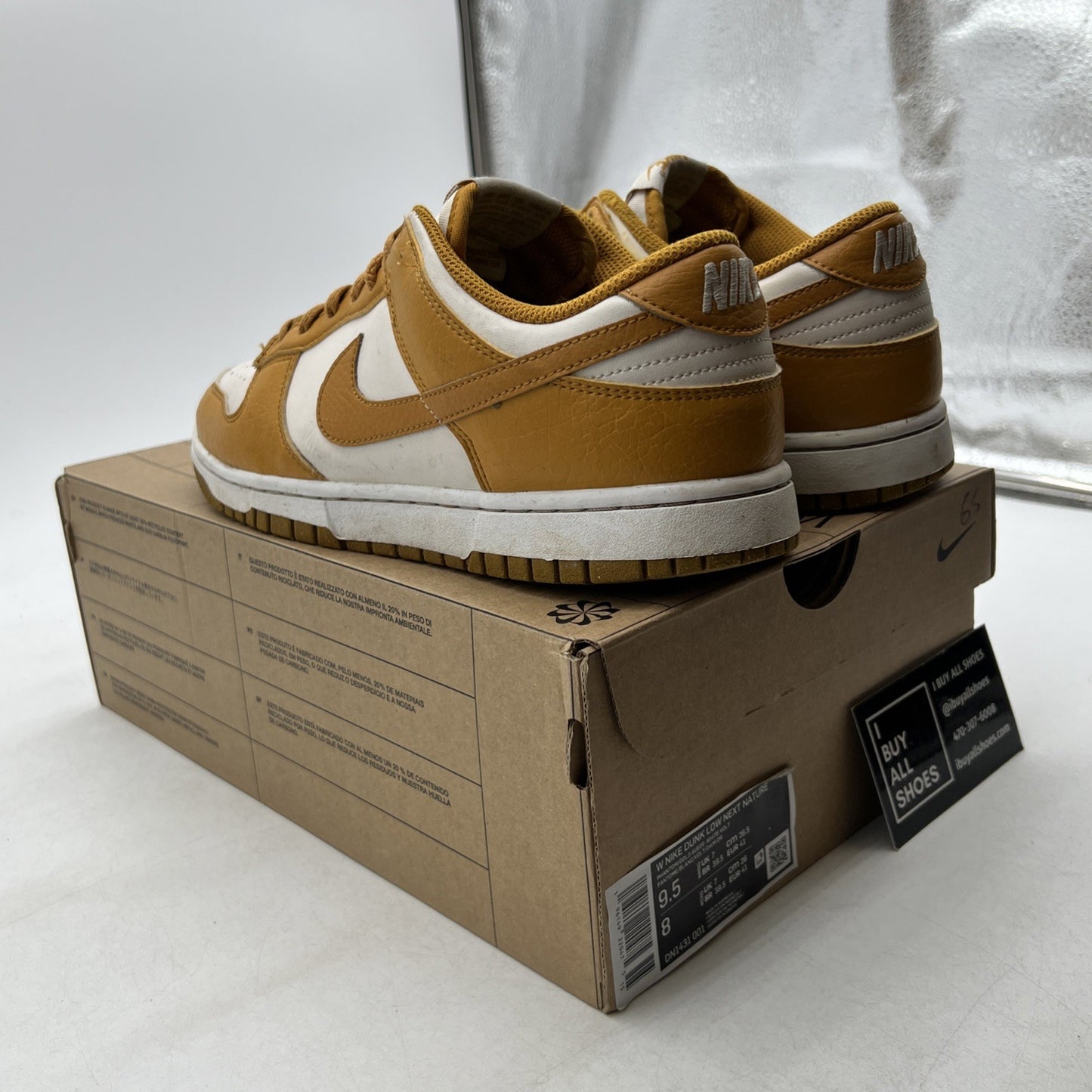 Size 9.5 - Nike Dunk Next Nature Low Gold Phantom W (DN1431-001)