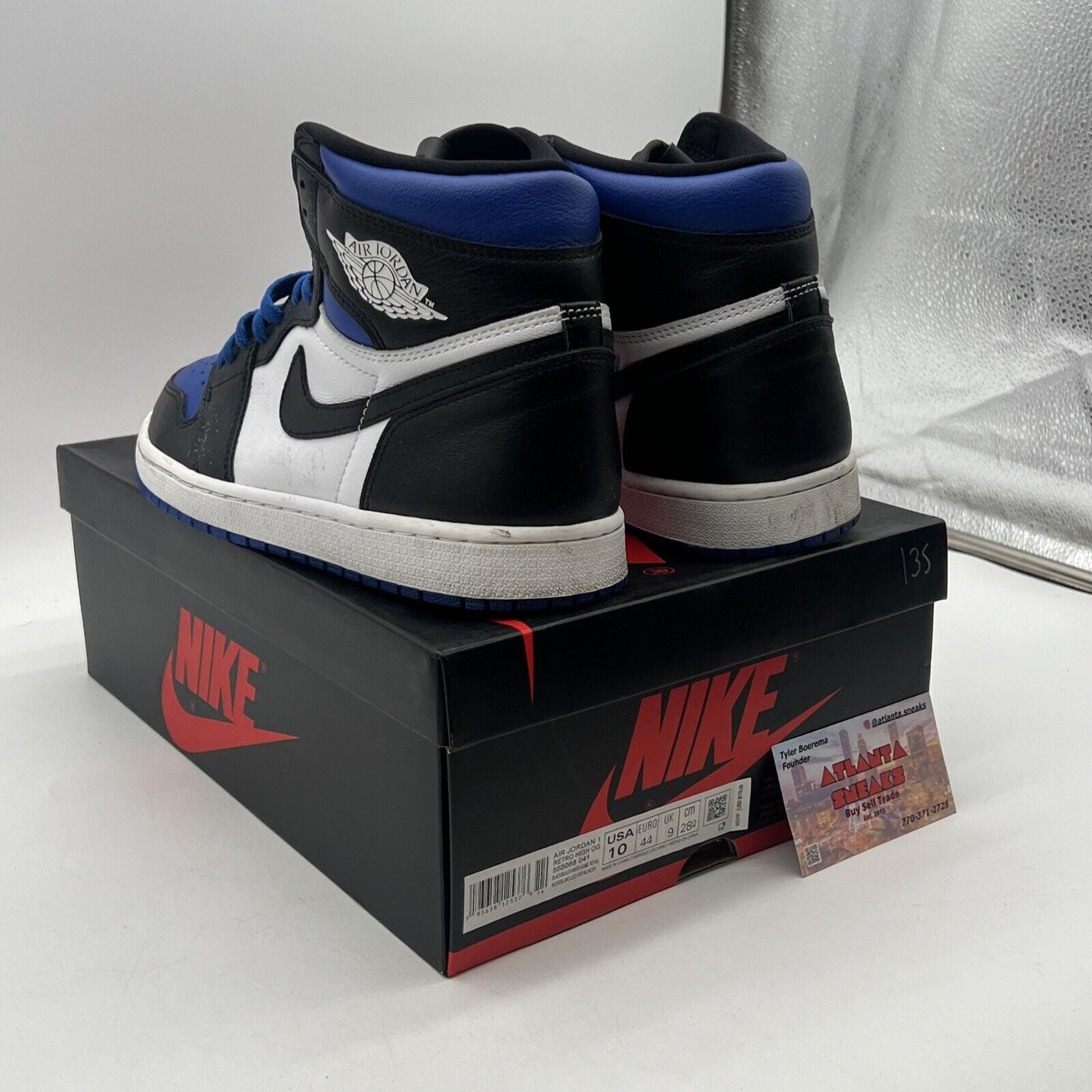 Size 10 - Jordan 1 Retro OG High Royal Toe Black White Leather Blue  555088-041