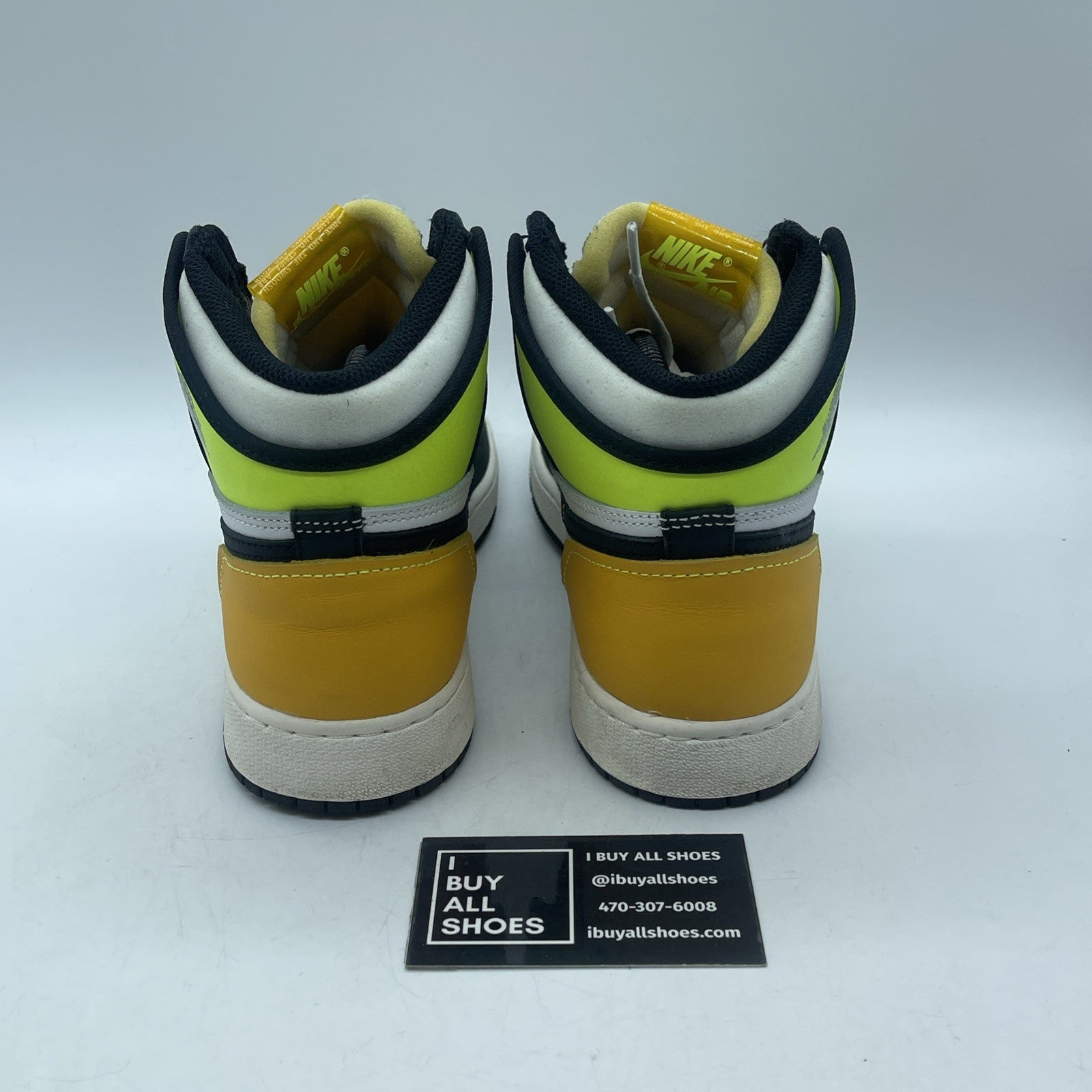 Size 7Y- Jordan 1 Retro High OG Volt White Black Leather (575441-118)