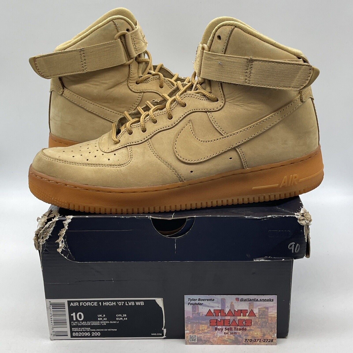 Size 10 - Nike Air Force 1 '07 LV8 WB High Flax Brown Suede (882096-200)