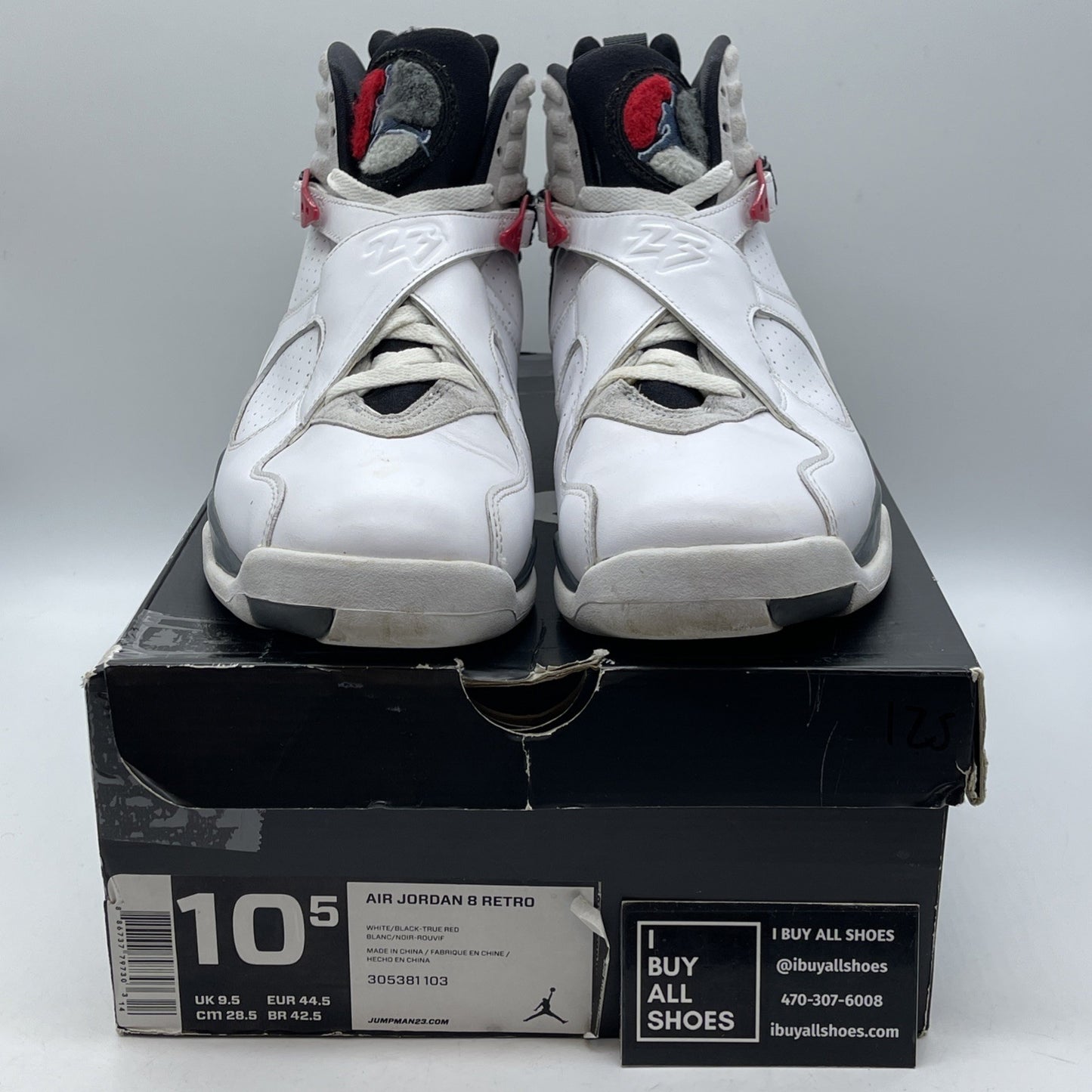 Size 10.5 - Air Jordan 8 Retro 2008 Countdown Pack White Grey (305381-103)