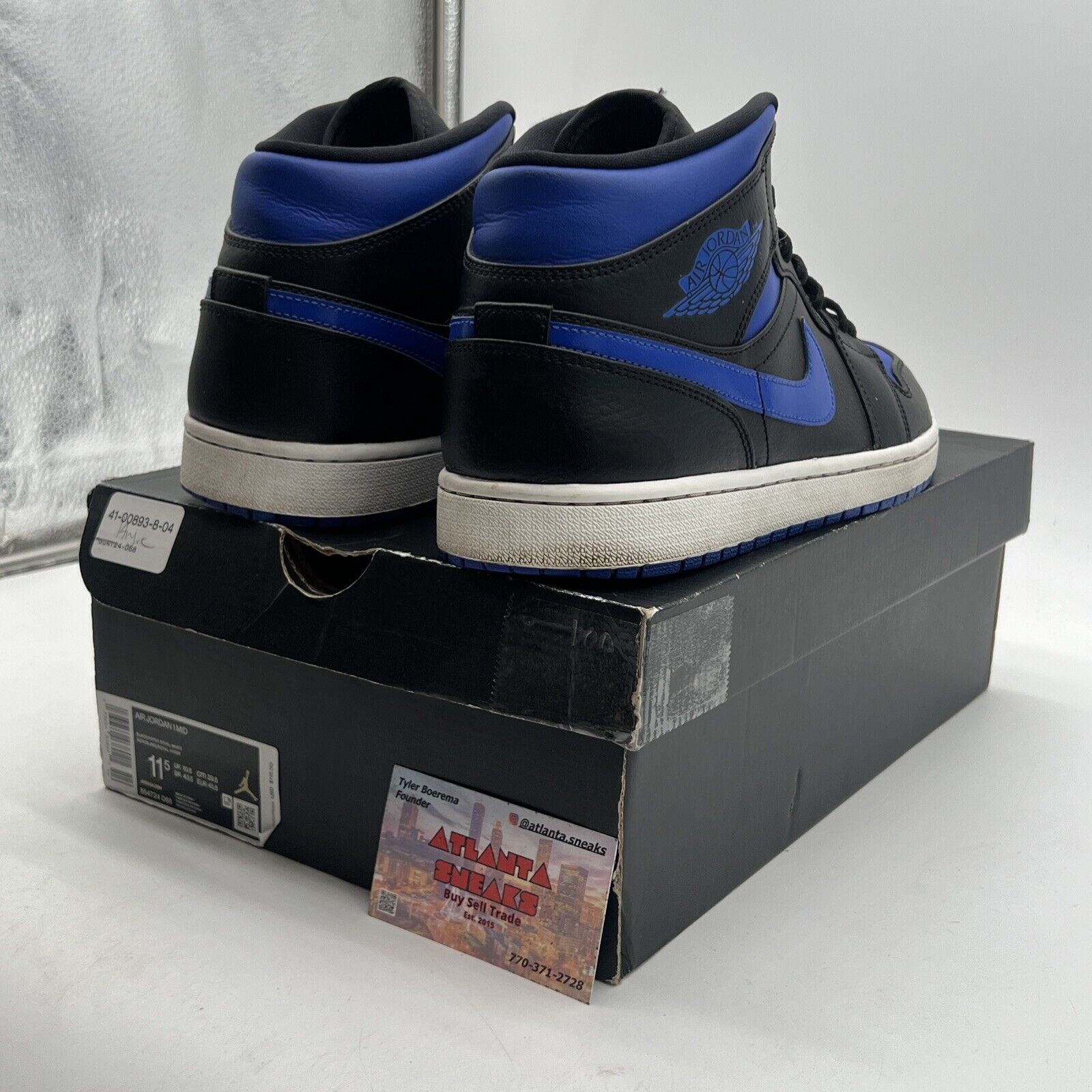 Size 11.5 - Air Jordan 1 Mid Black Hyper Royal (554724-068)