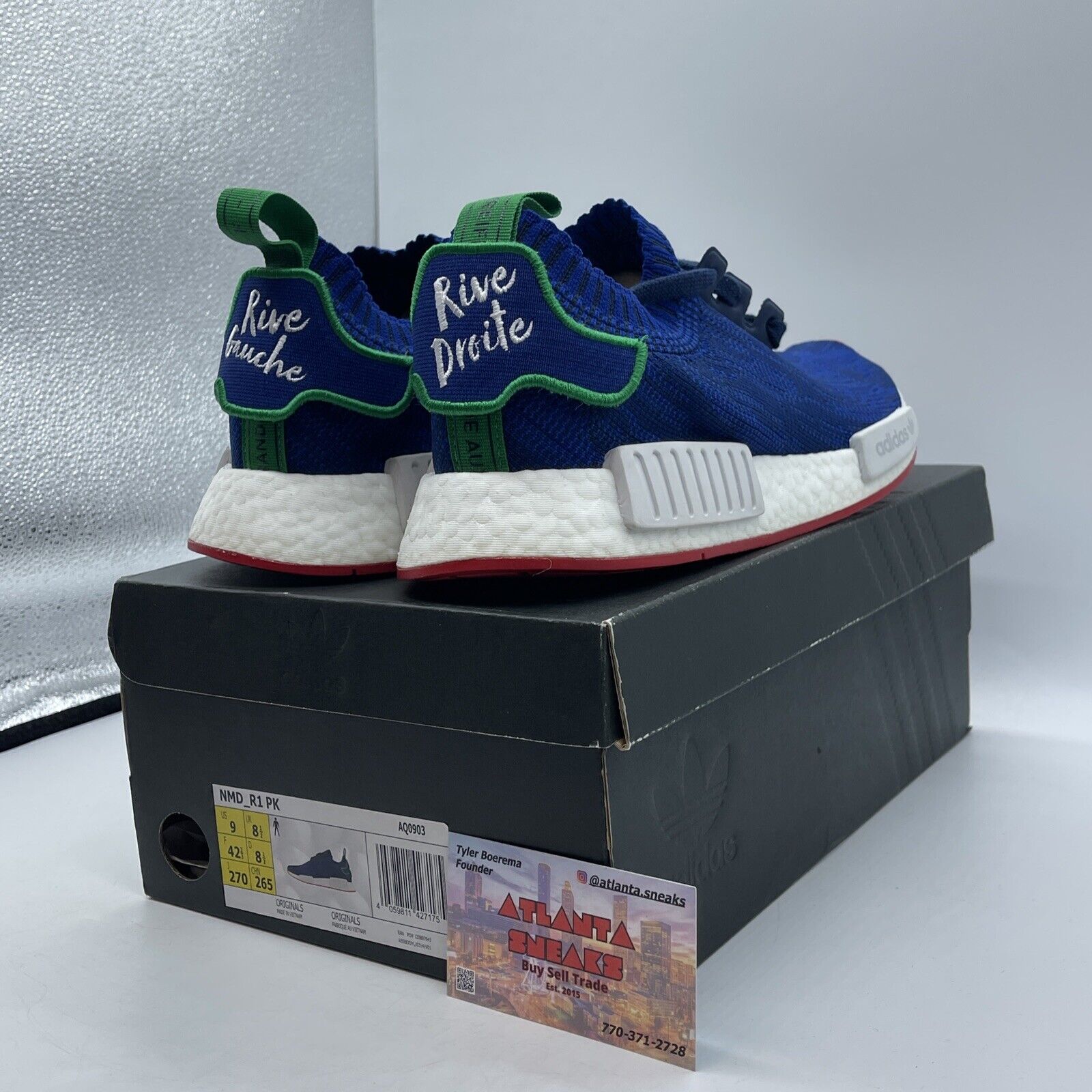 Size 9 - adidas Bleu de Paname x NMD_R1 Paris Blue White Red Green (AQ0903)