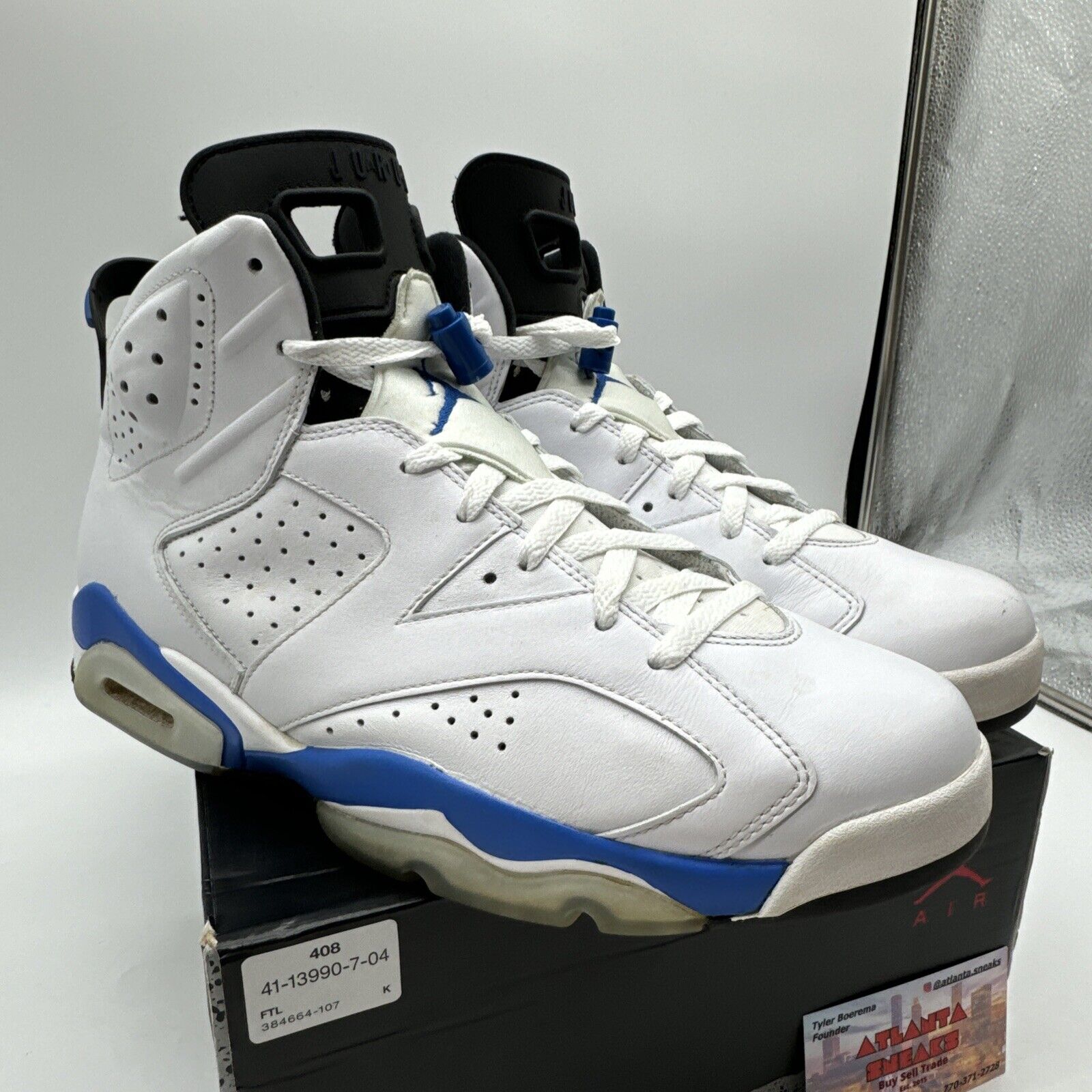 Size 12 - Jordan 6 Retro Sport Blue 2014 White Leather Icy Skills OG All Royal L