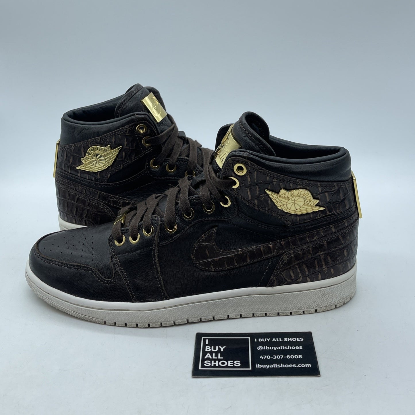 Size 9 - Air Jordan 1 Retro OG Pinnacle High Croc Brown Leather (705075-205)