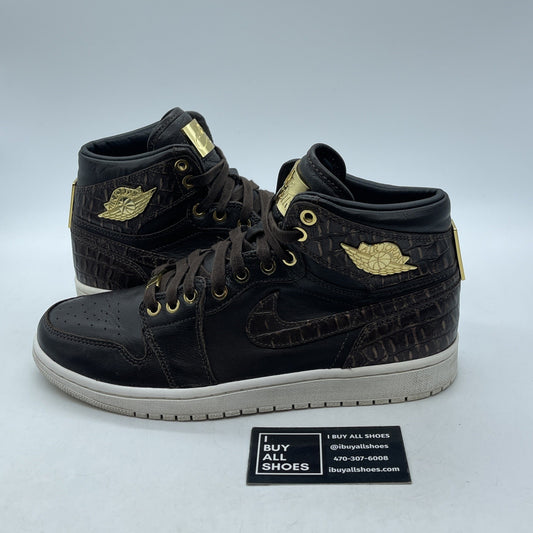 Size 9 - Air Jordan 1 Retro OG Pinnacle High Croc Brown Leather (705075-205)