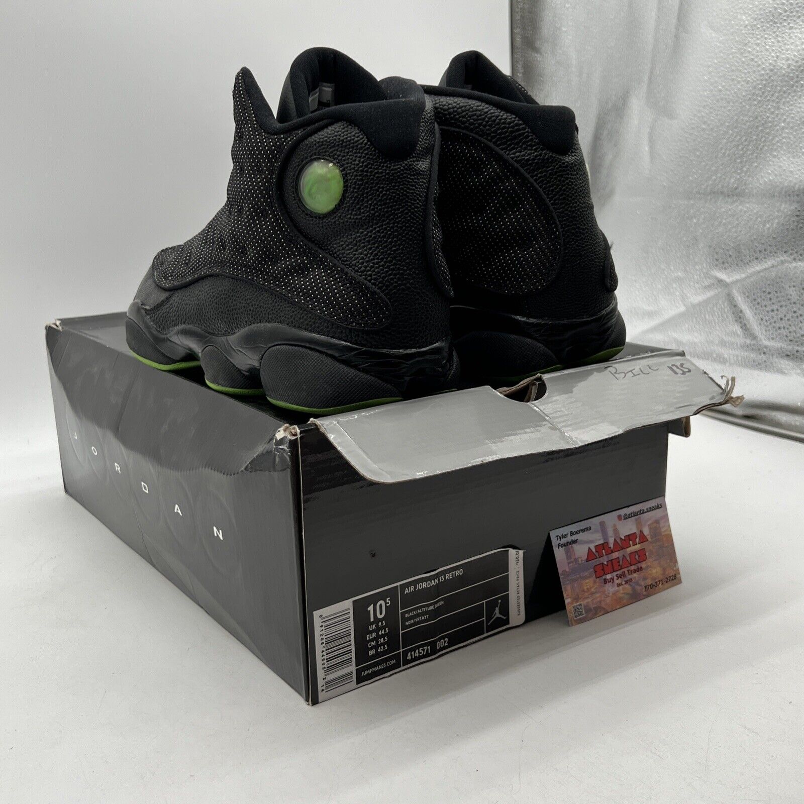 Size 10.5 - Air Jordan 13 Retro 2010 Altitude Green Black Leather (414571-002)