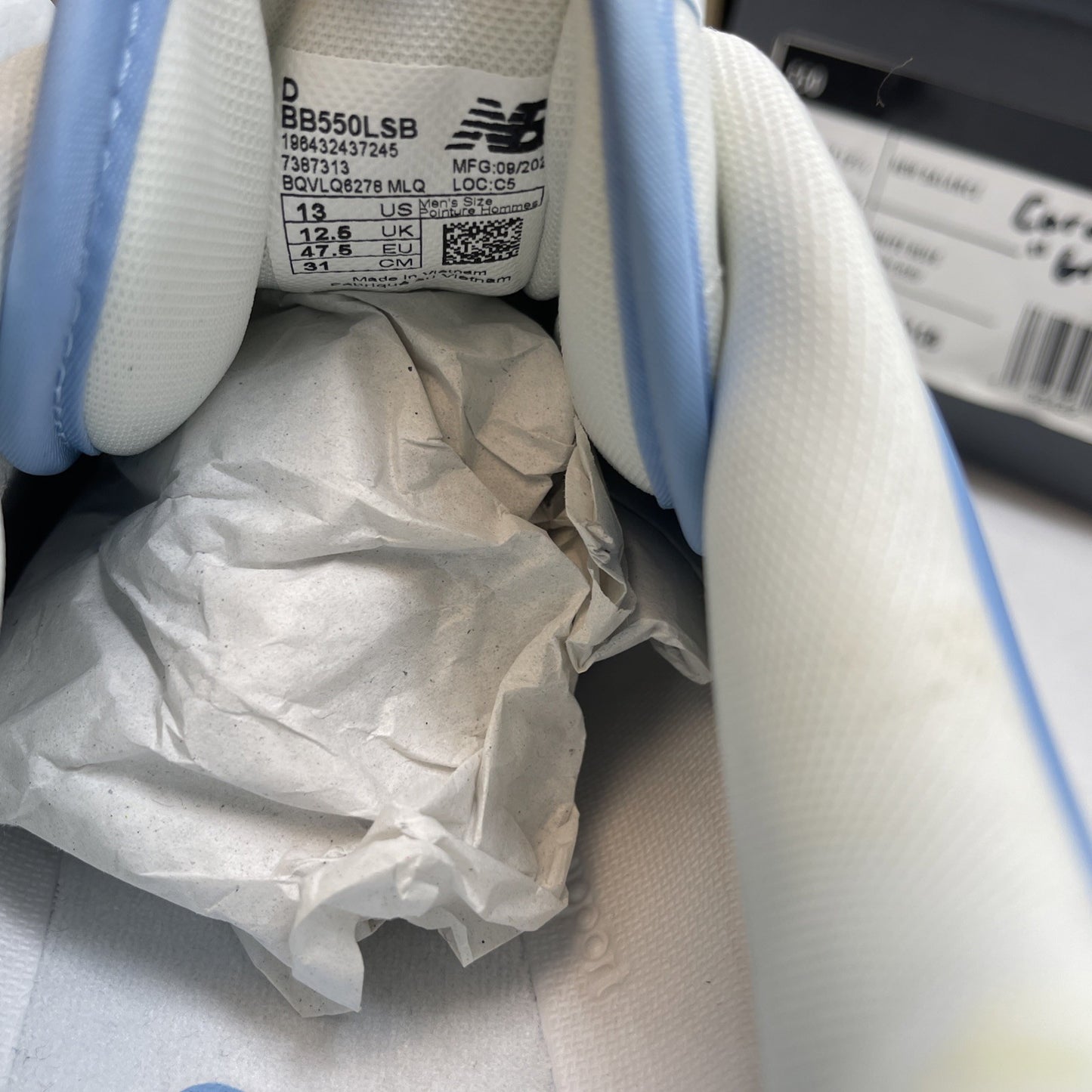 Size 13 - New Balance 550 White Blue Haze (BB550LSB)