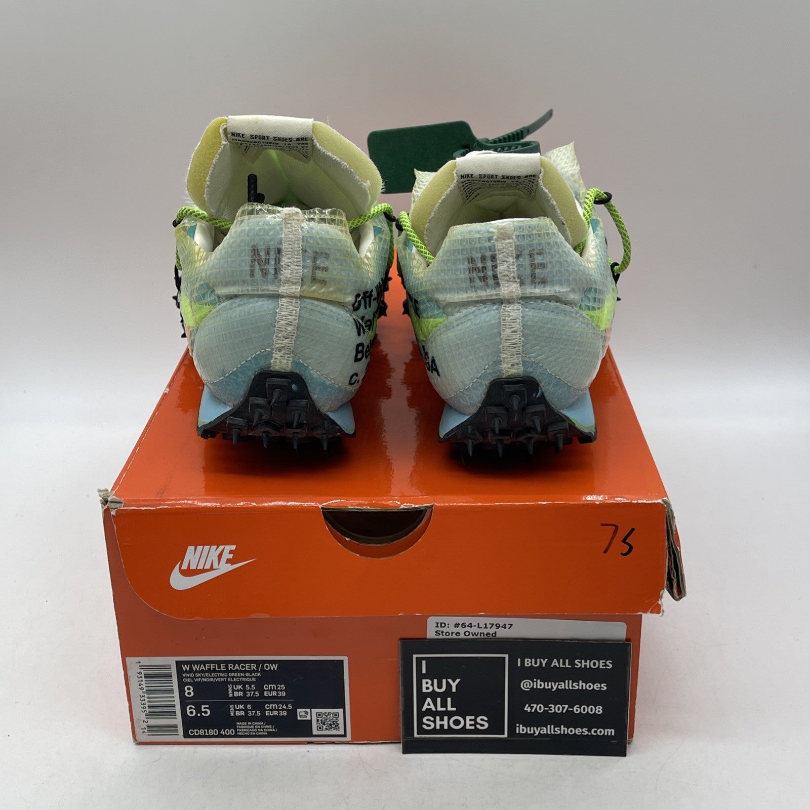Size 8W - Nike Off-White x Waffle Racer Vivid Sky (CD8180-400)